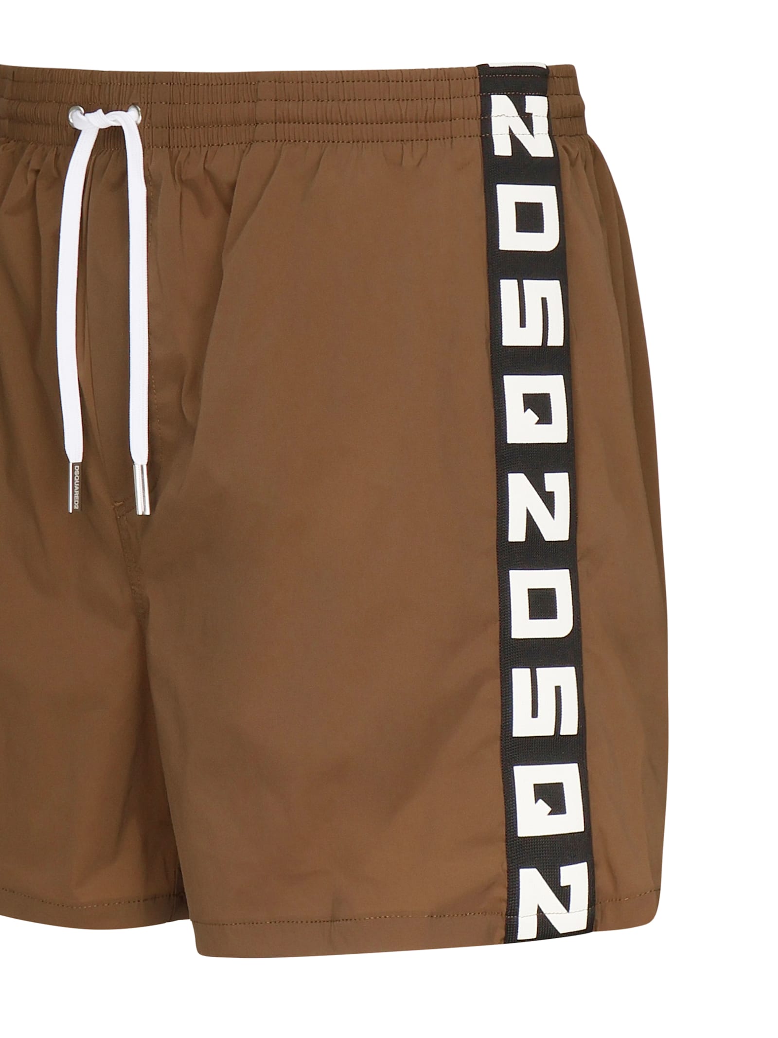 Dsquared2 Brown Swimsuit With Black And White Logo In Brown