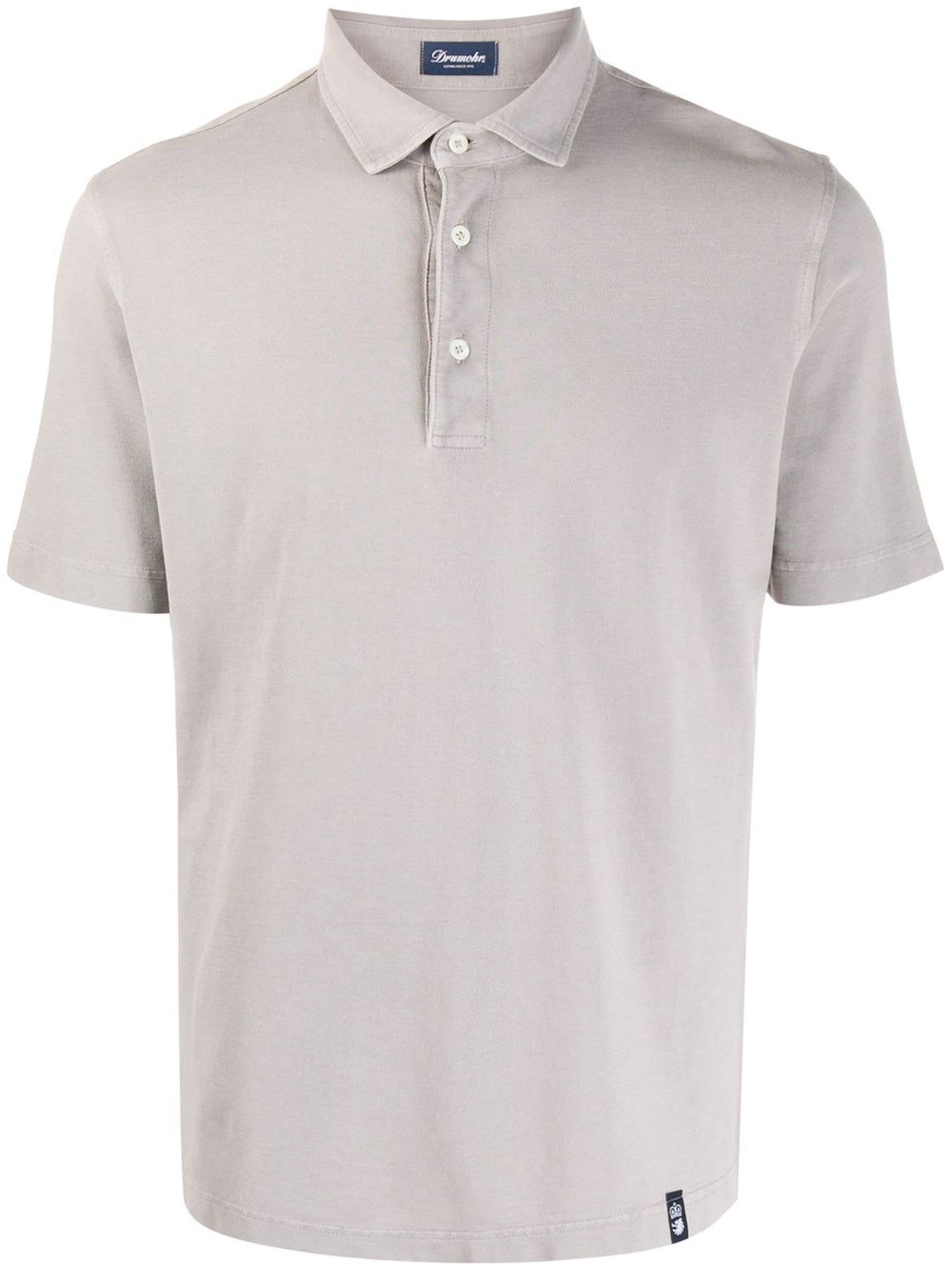 Drumohr Light Grey Cotton Polo Shirt