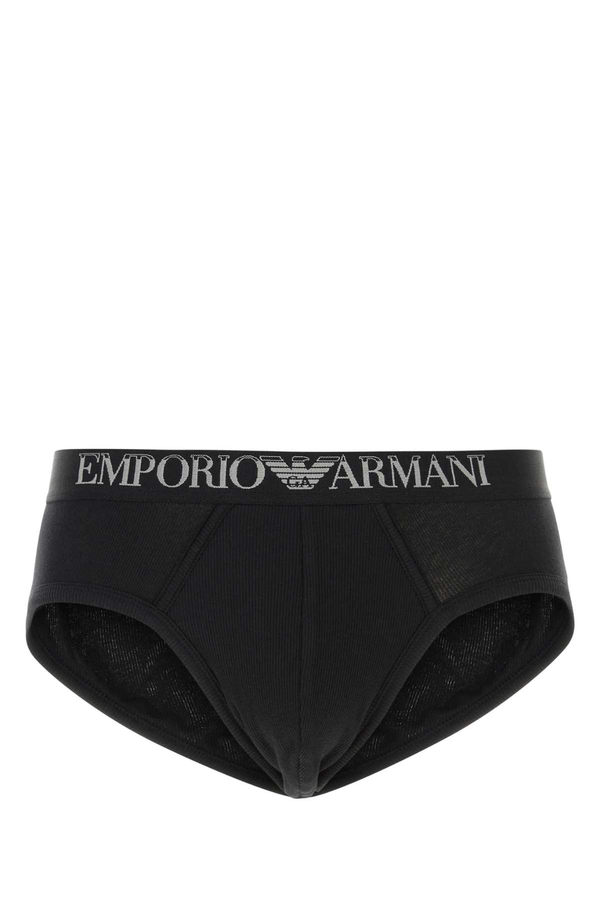 Shop Emporio Armani Black Stretch Cotton Brief Set In 07320