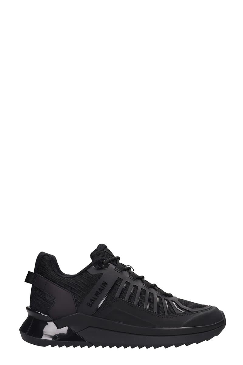 BALMAIN B-TRAIL SNEAKERS IN BLACK TECH/SYNTHETIC,11256551