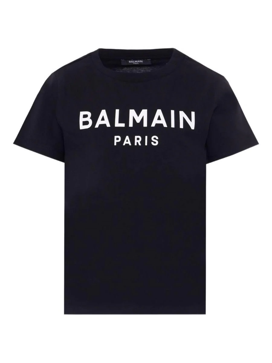 Balmain Kids Logo Print T-shirt In Blue