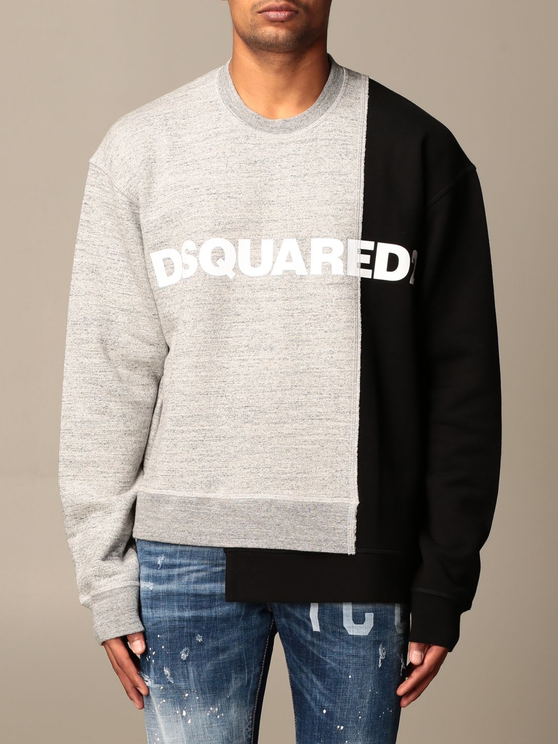 Dsquared2 Sweatshirt Dsquared2 Sweatshirt In Bicolor Cotton With Logo