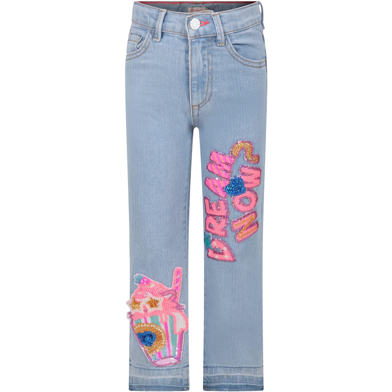 Billieblush Kids' Denim Jeans For Girl With Sequin Patches