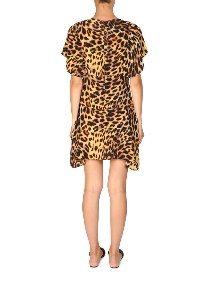 Shop Stella Mccartney Spotted Print Mini Dress In Animalier