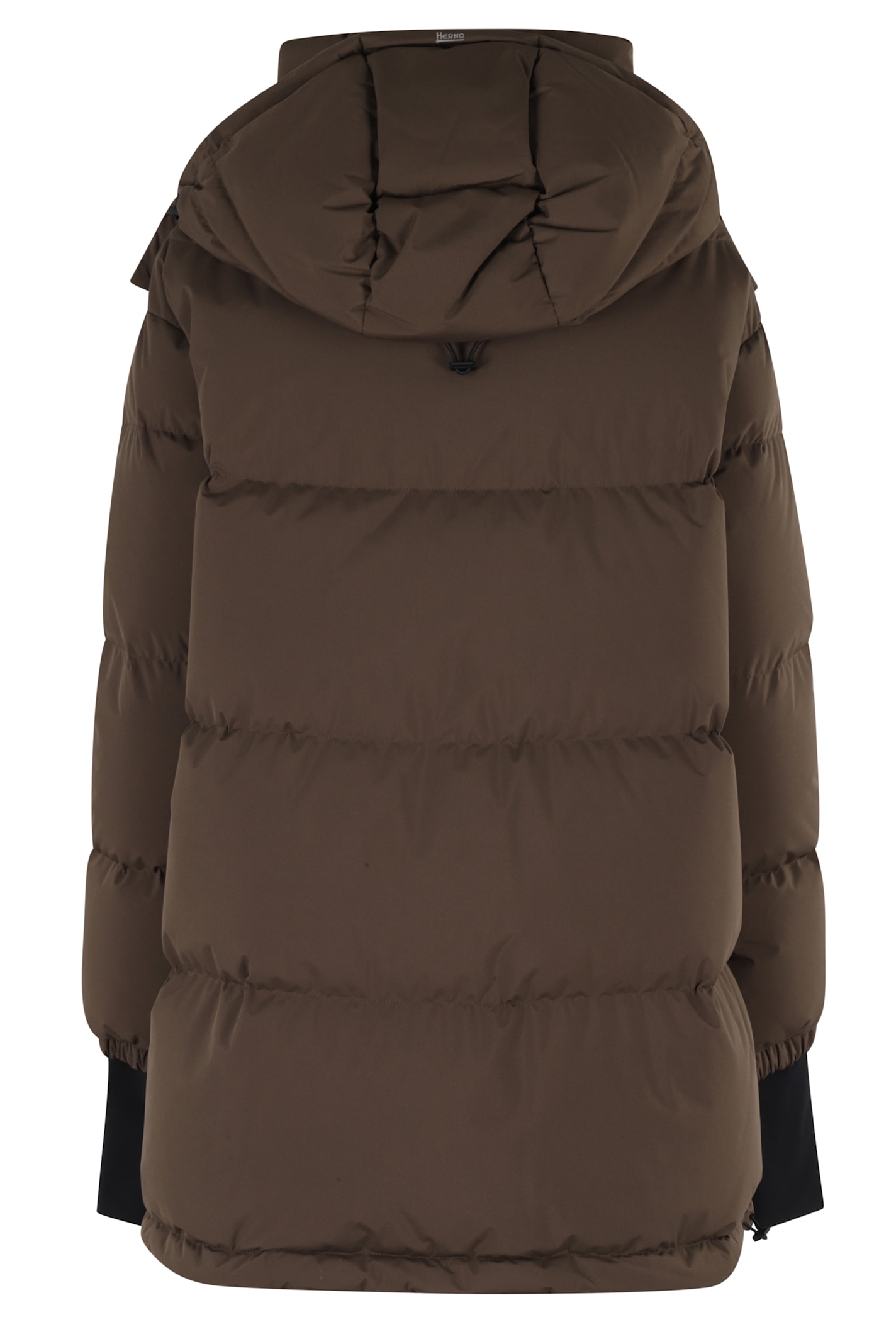 Herno Double-layered Short Puffer Jacket In Brown