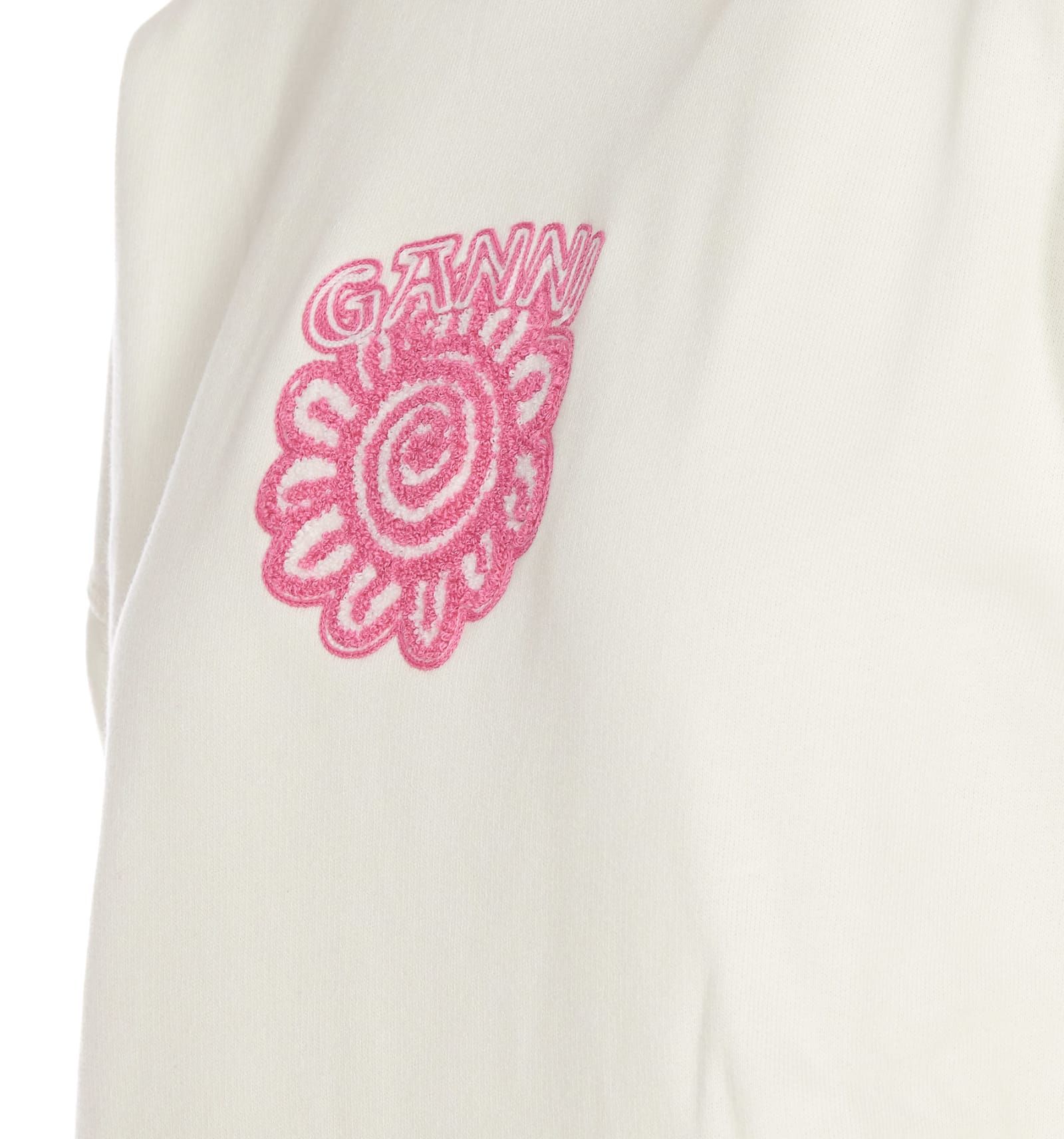Ganni Long Sleeve Isoli Flower Oversized Hoodie In White | ModeSens