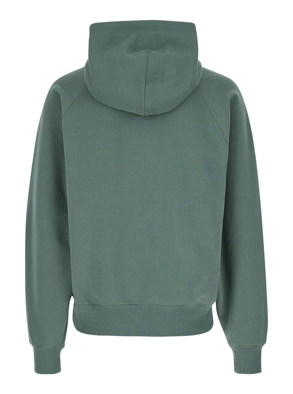 Shop Ami Alexandre Mattiussi Green Hoodie With Logo Print In Cotton Man