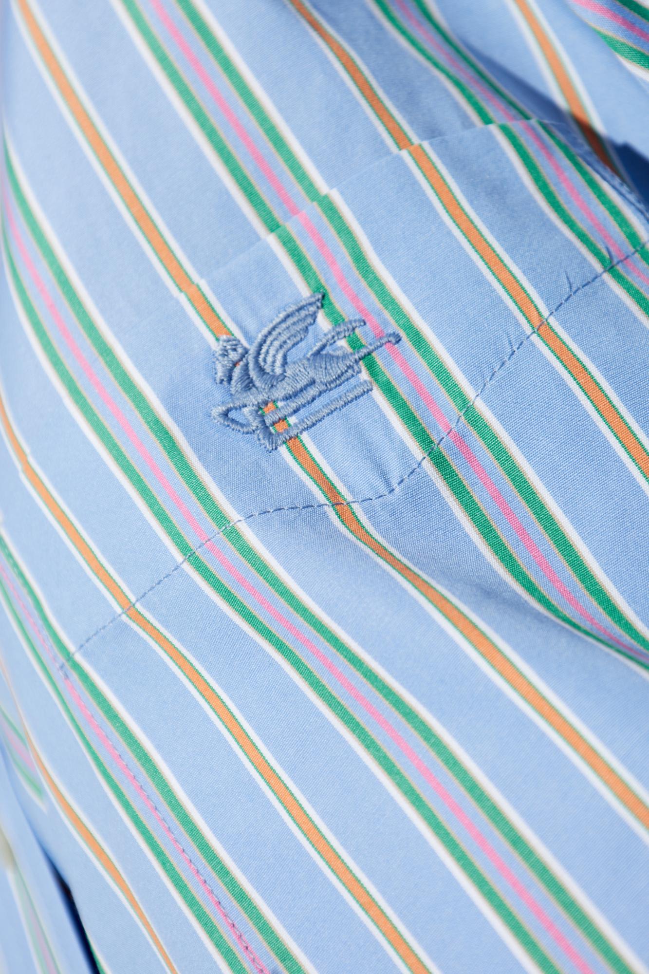 Etro Knotted Button-up Striped Shirt In Azure