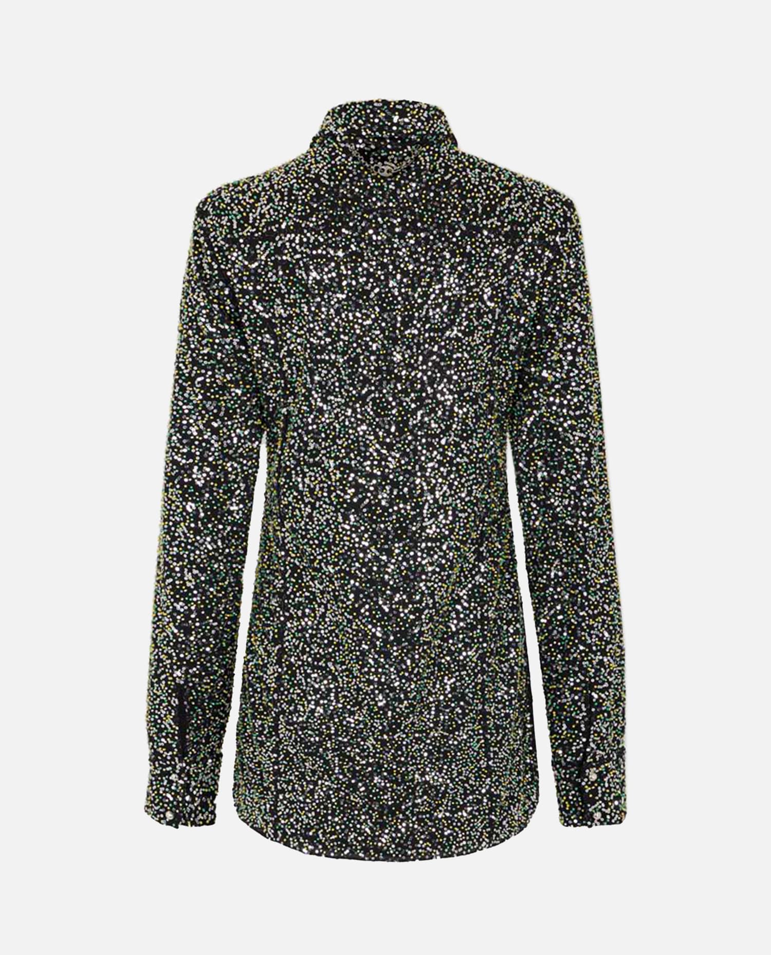 Rabanne Sequin-embellished Long-sleeves Shirt In Black
