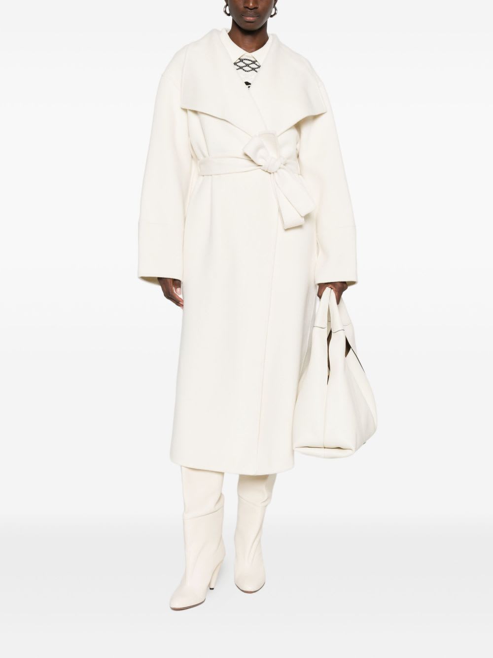 Goat Wool And Cashmere Coat In White
