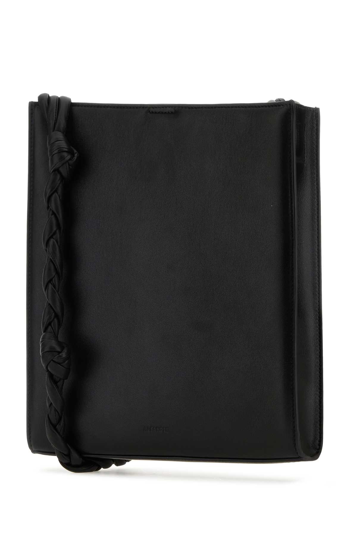 Shop Jil Sander Black Leather Medium Tangle Shoulder Bag In 001