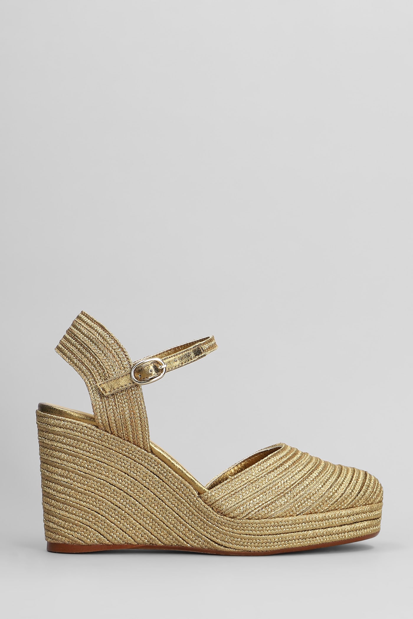 Castaã±er Carolyn-142 Wedges In Gold Fabric