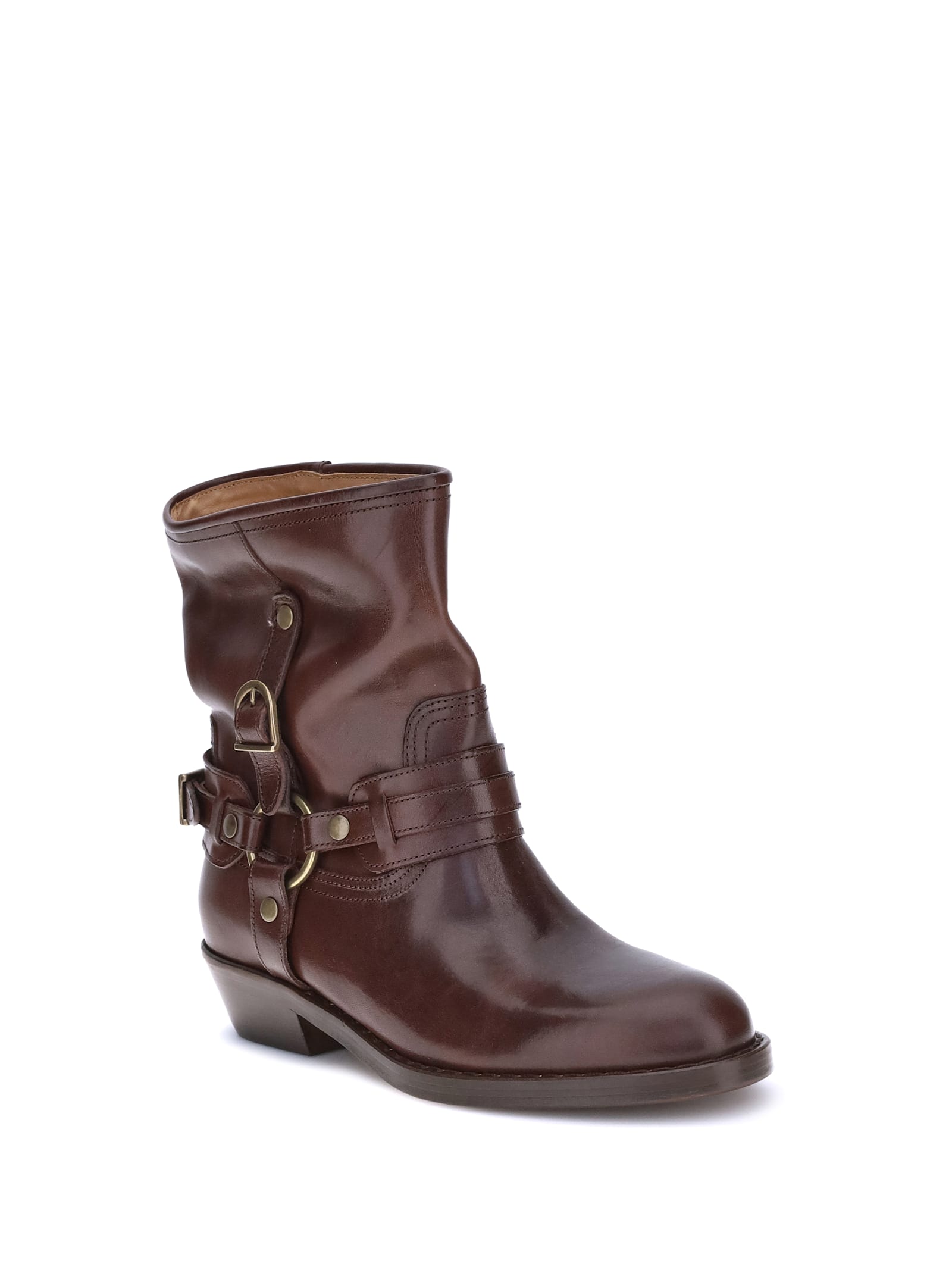 Isabel Marant Leather Buckle Ankle Boots