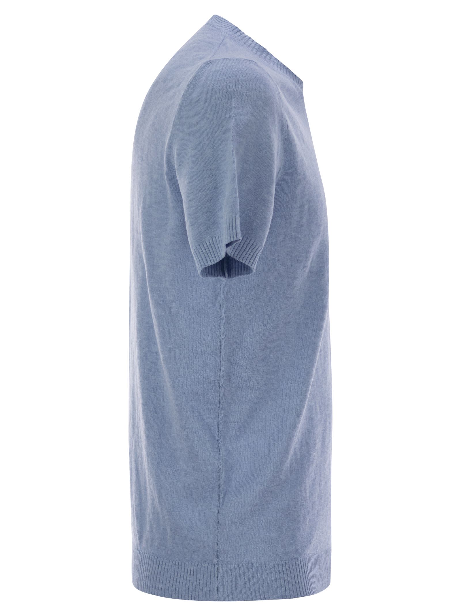 Pt Torino Crew-neck Short-sleeved Cotton Jersey In Light Blue