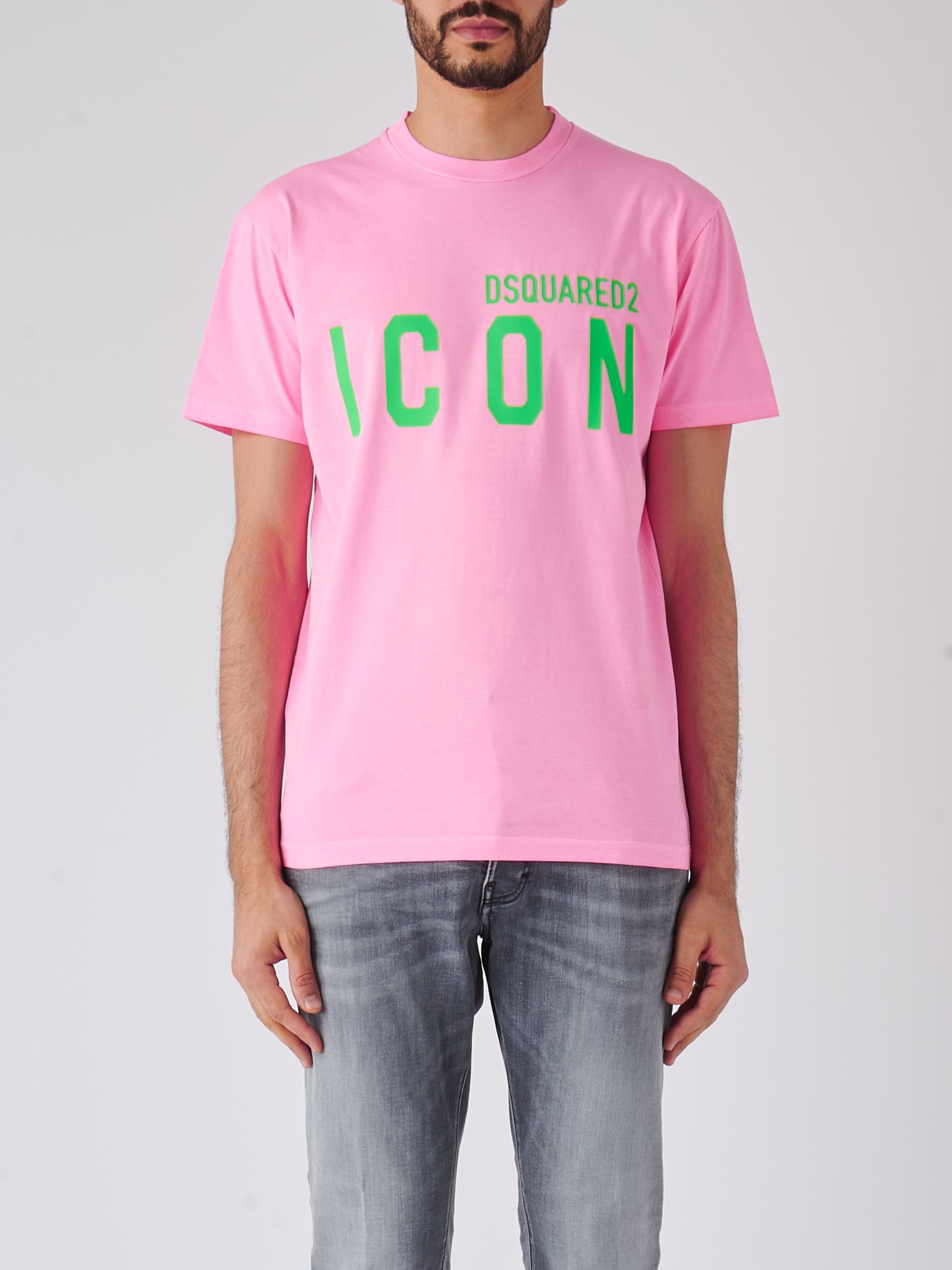 Dsquared2 Be Icon Loose Fit Tee T-shirt In Rosa Fluo