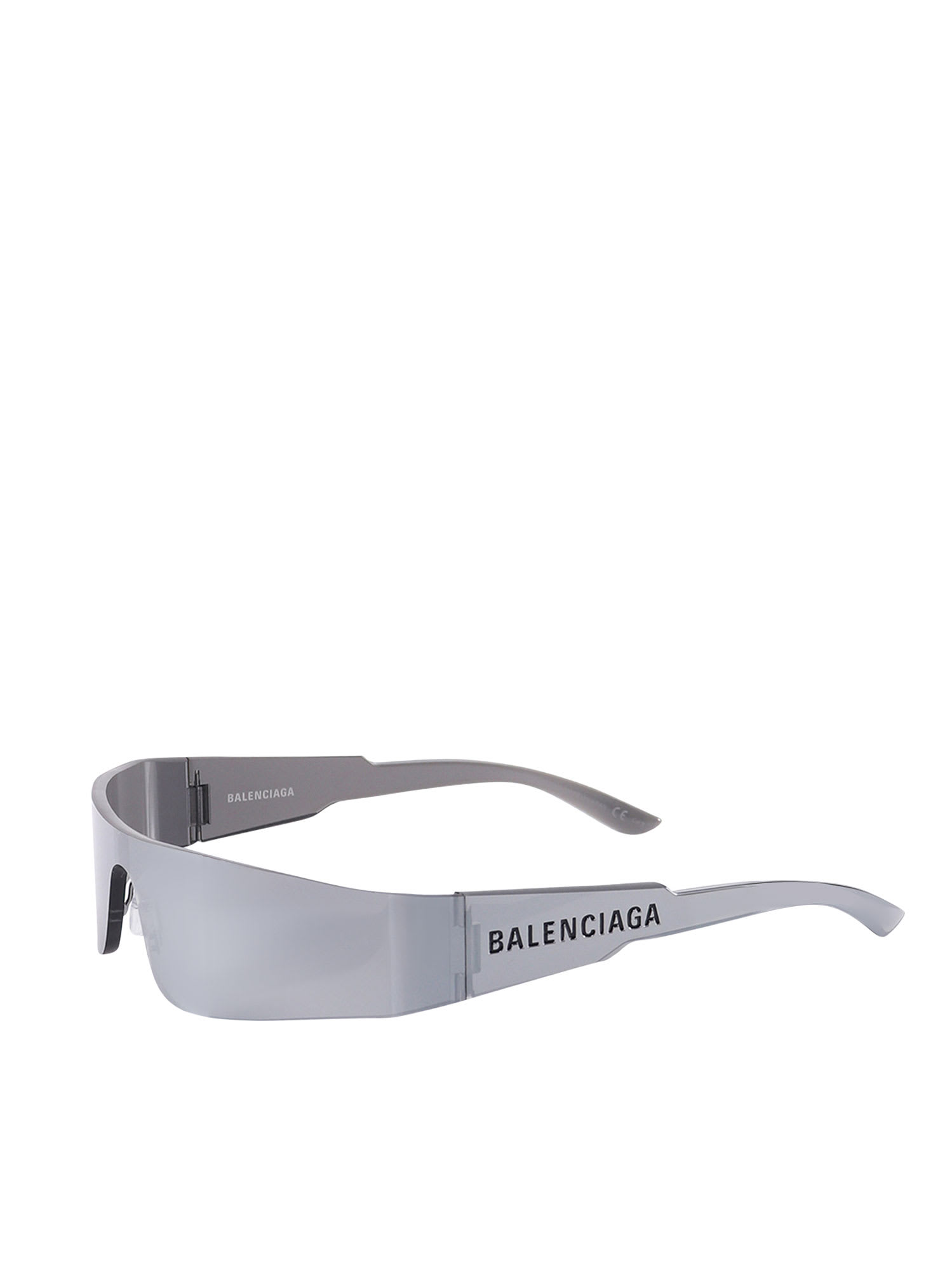 Balenciaga Silver Acetate Mono Rectangle Sunglasses In Silver