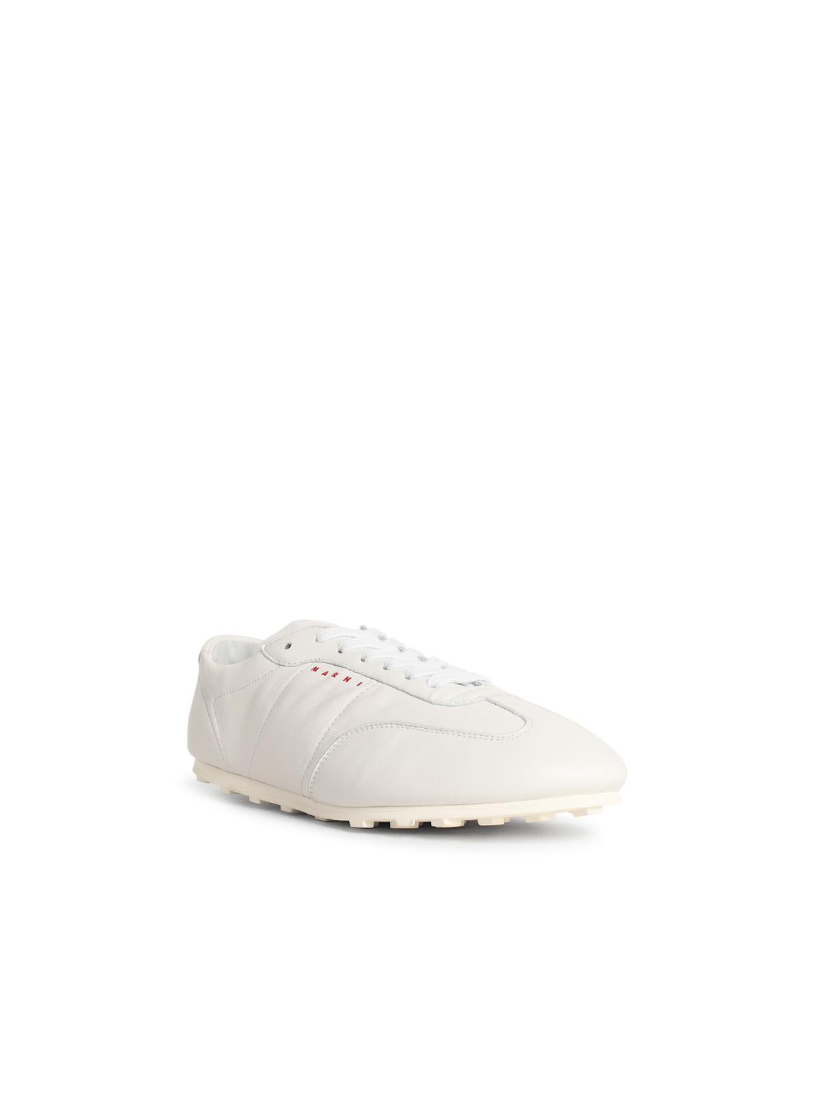 Marni Low-top Sneakers In Leather.round Toelace-up Fasteninglogo Patch At Tonguepanel Constructionchunky S In White