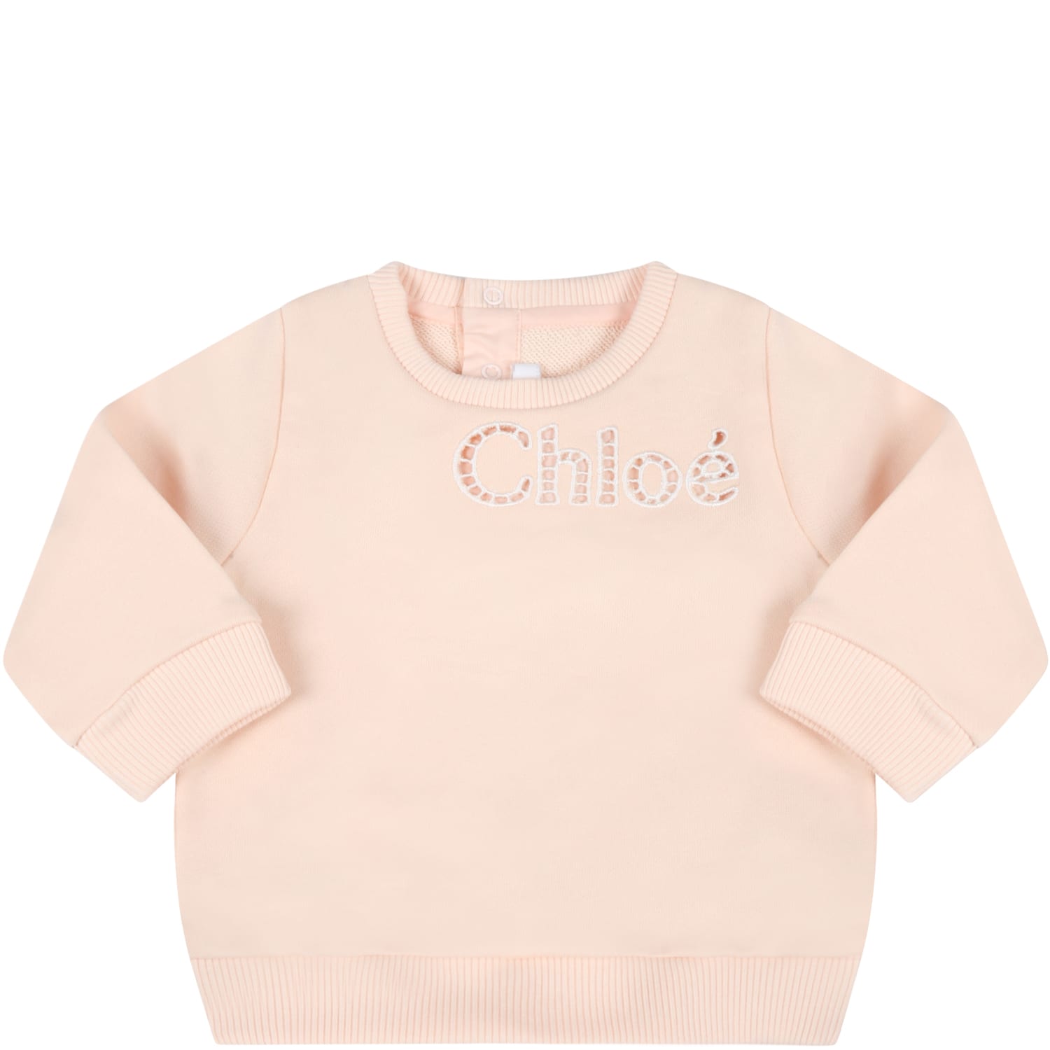 Chloé Pink Sweatshirt For Baby Girl With Logo
