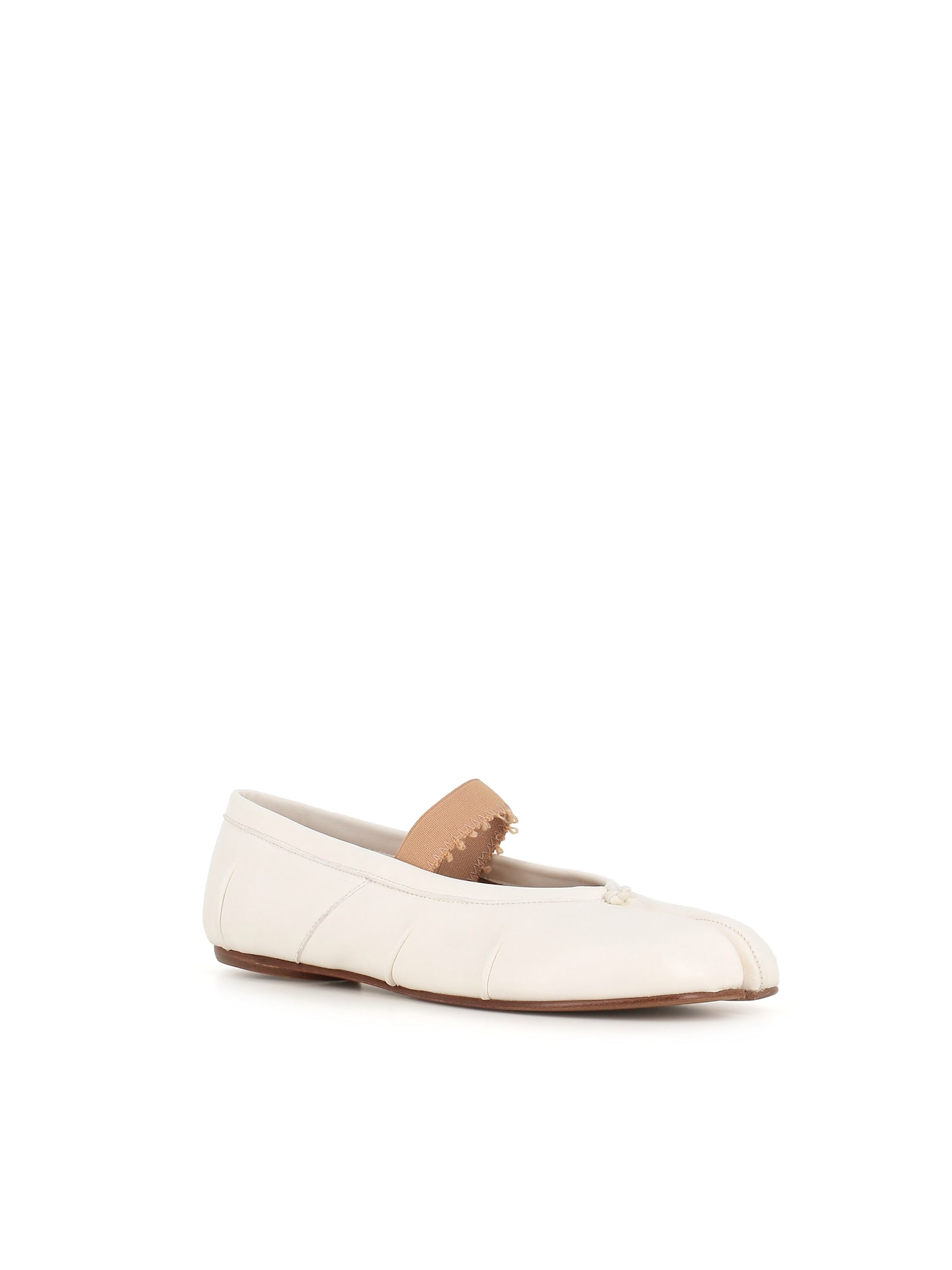 Maison Margiela Ivory Lamb Leather Ballerinas With Delicate Instep Strap