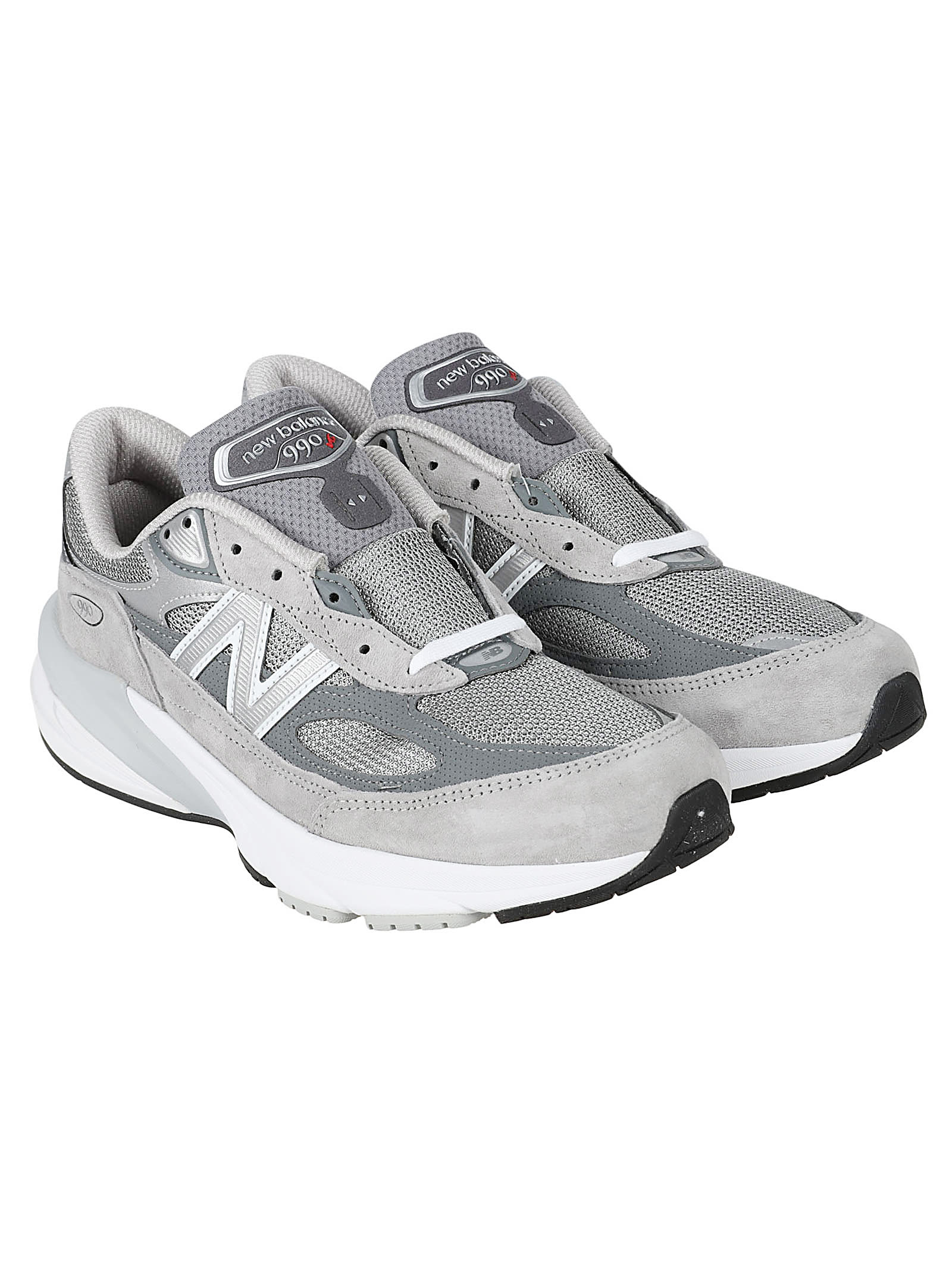New Balance Grey Low Top Sneakers With Logo Detail In Suede And Tech Fabric Man In Cool Grey