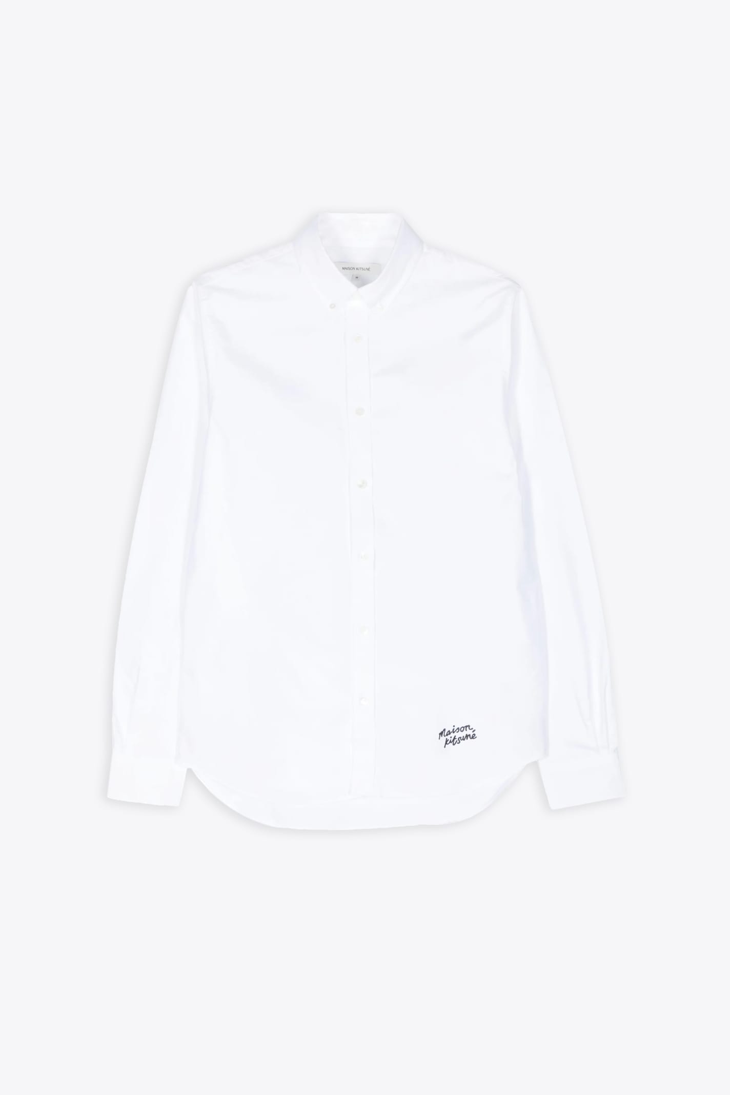 Shop Maison Kitsuné Handwritting Casual Bd Shirt White Cotton Long Sleeves Shirt With Logo Embroidery - Handwriting Casu In Bianco