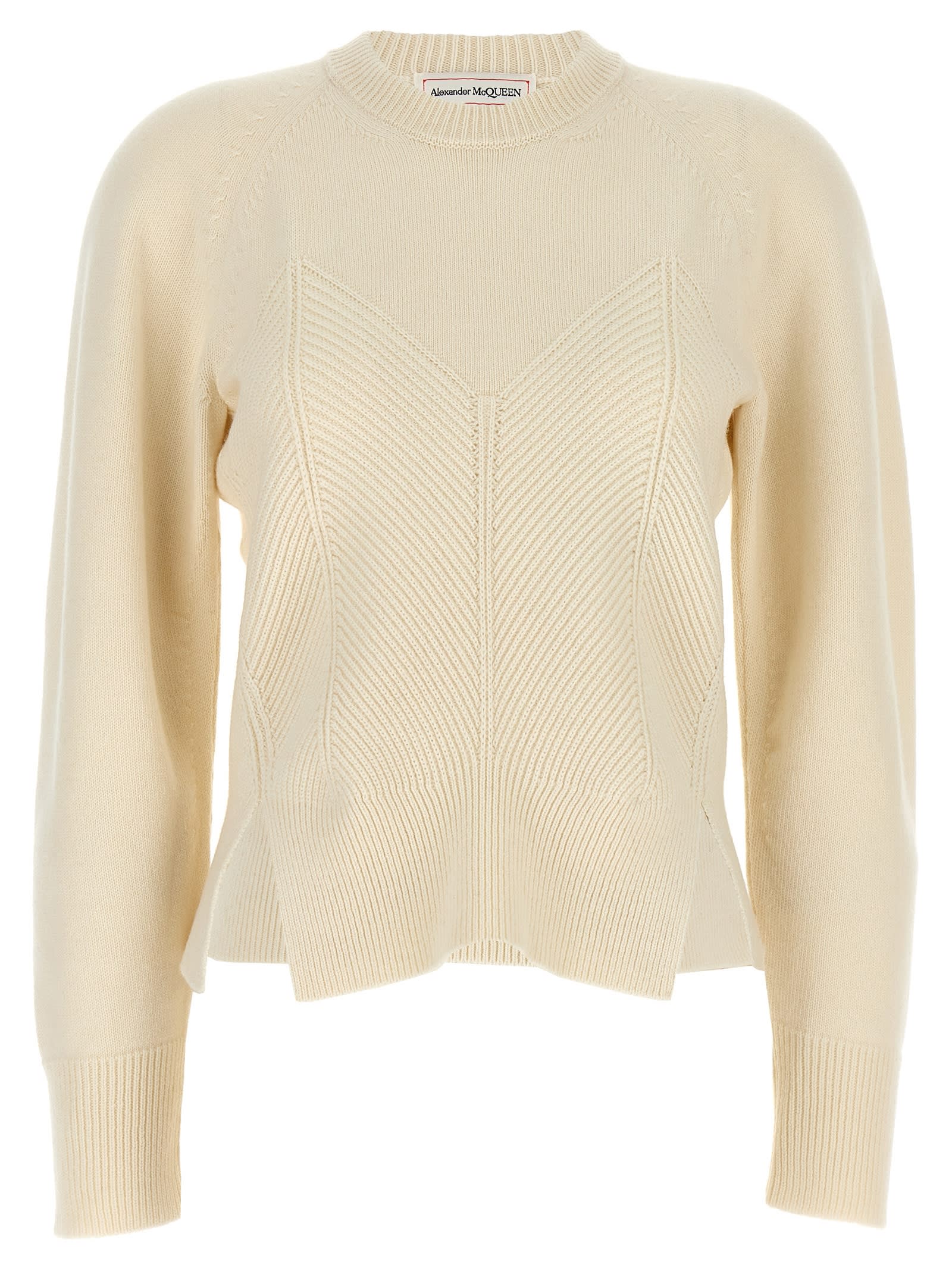 Shop Alexander Mcqueen Chevron Corset Sweater In White