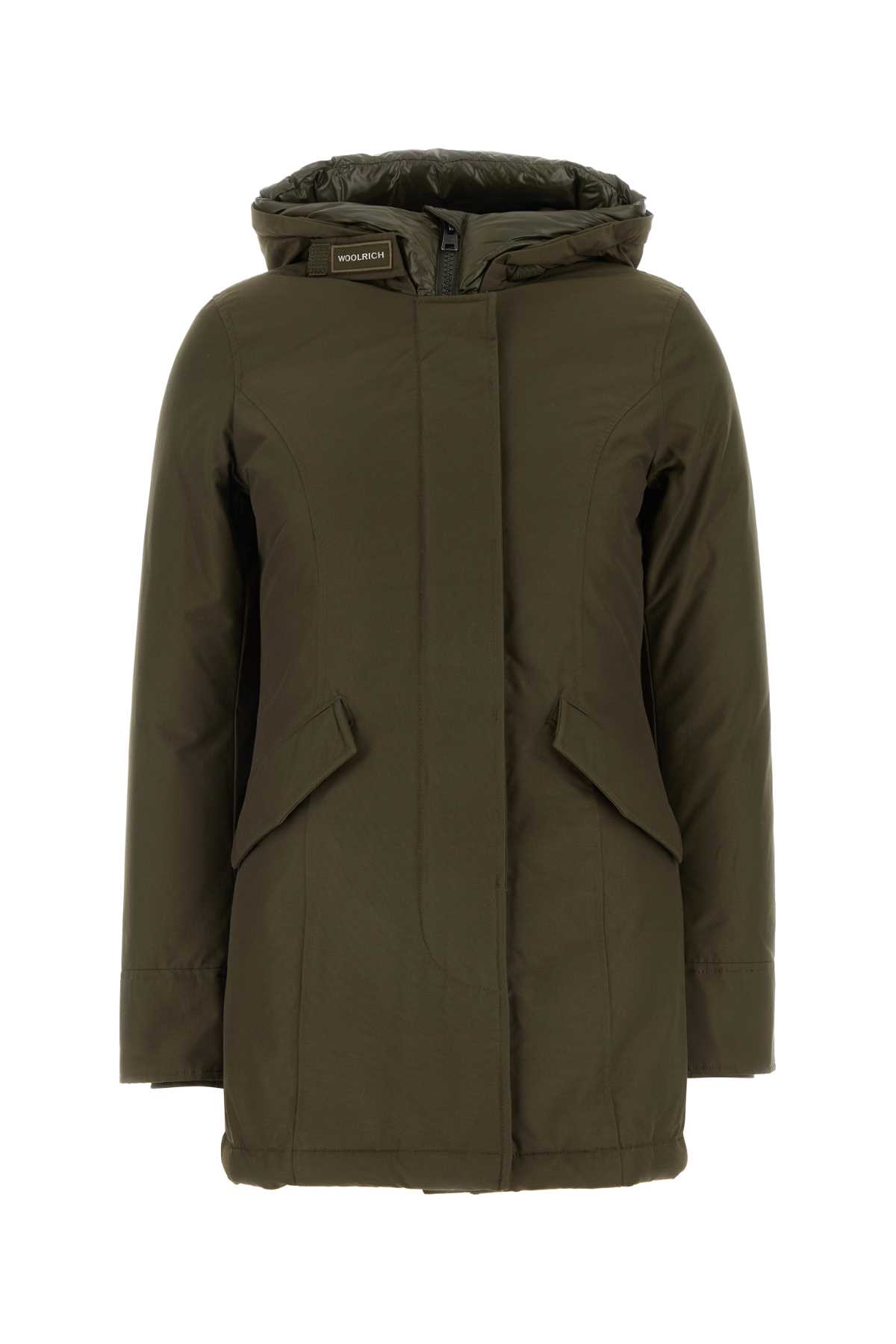 Woolrich Army Green Cotton Down Jacket In Green