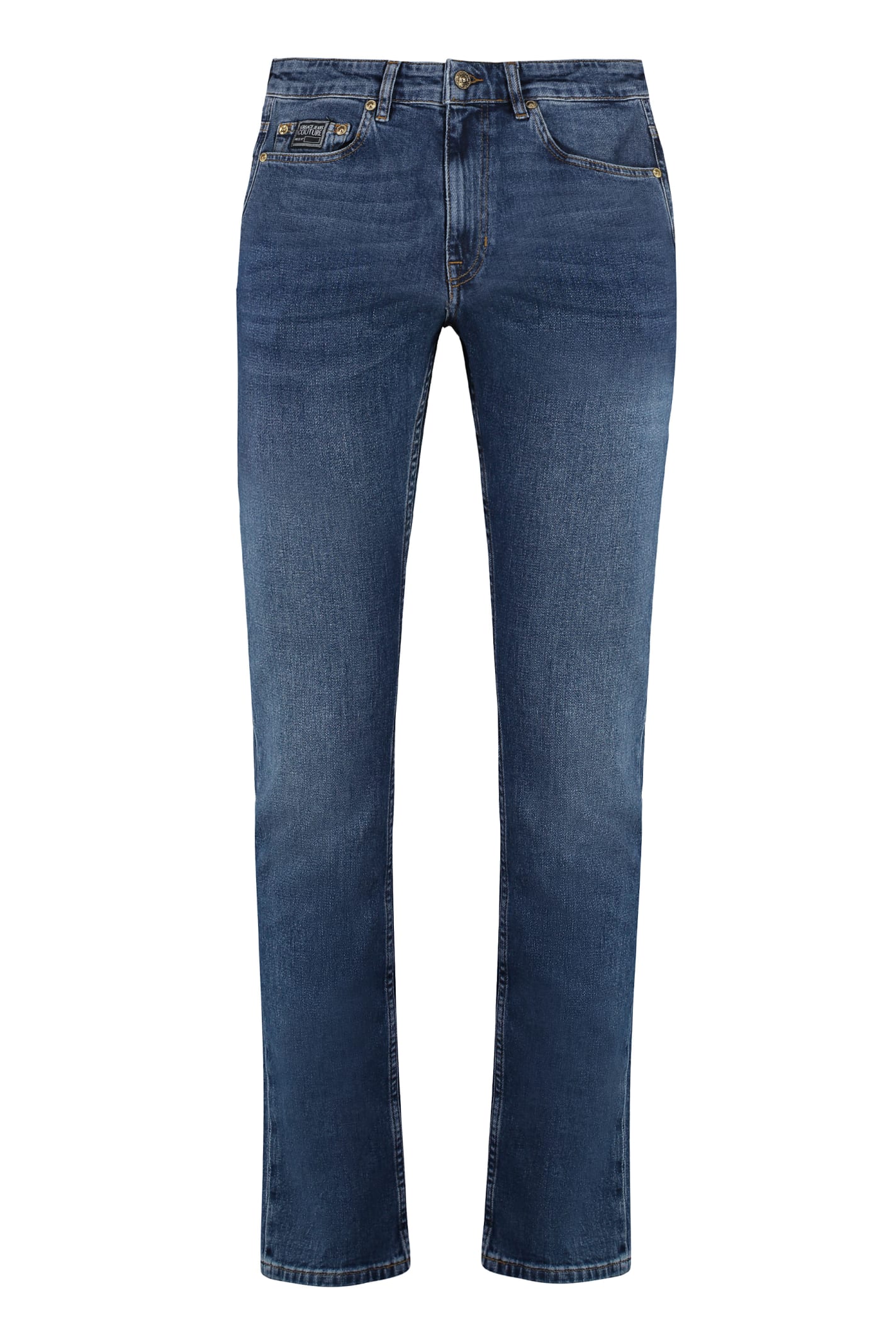 Shop Versace Jeans Couture 5-pocket Straight-leg Jeans In Denim