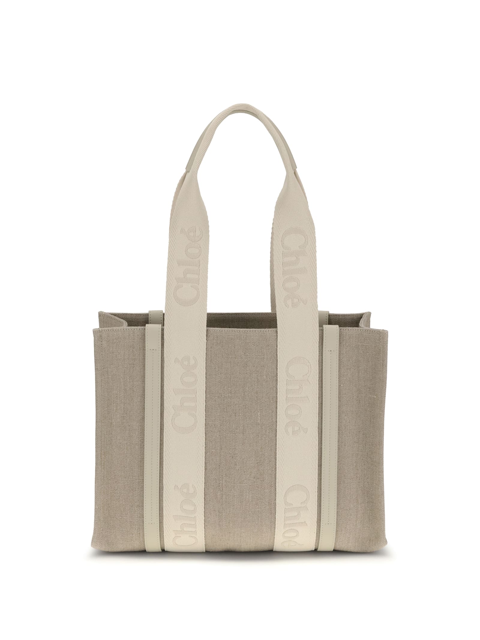Chloé Refined Linen Tote Bag With Leather Extensions In Neutral