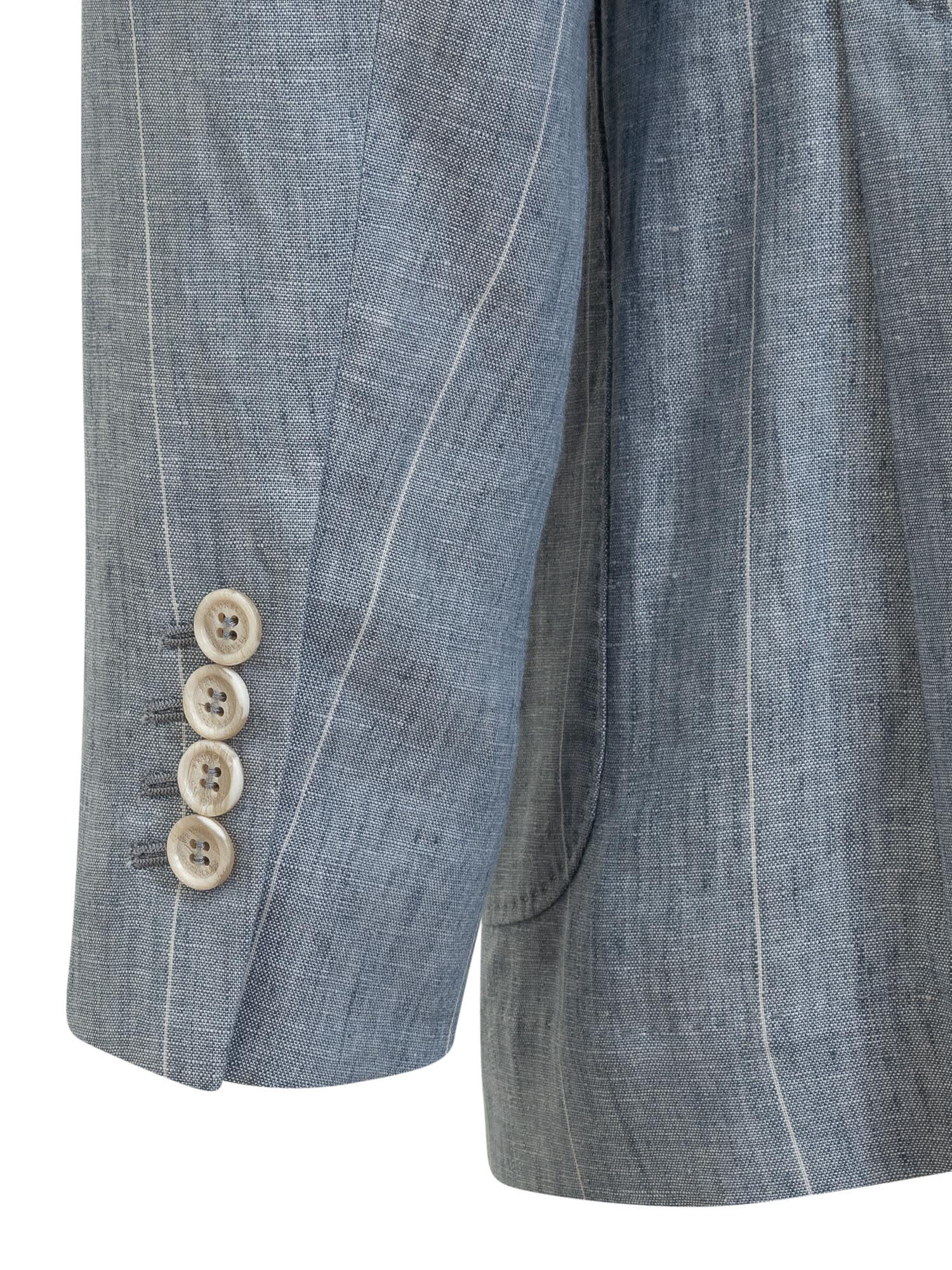Shop Brunello Cucinelli Two Piece Pinstripe Suit In Celeste