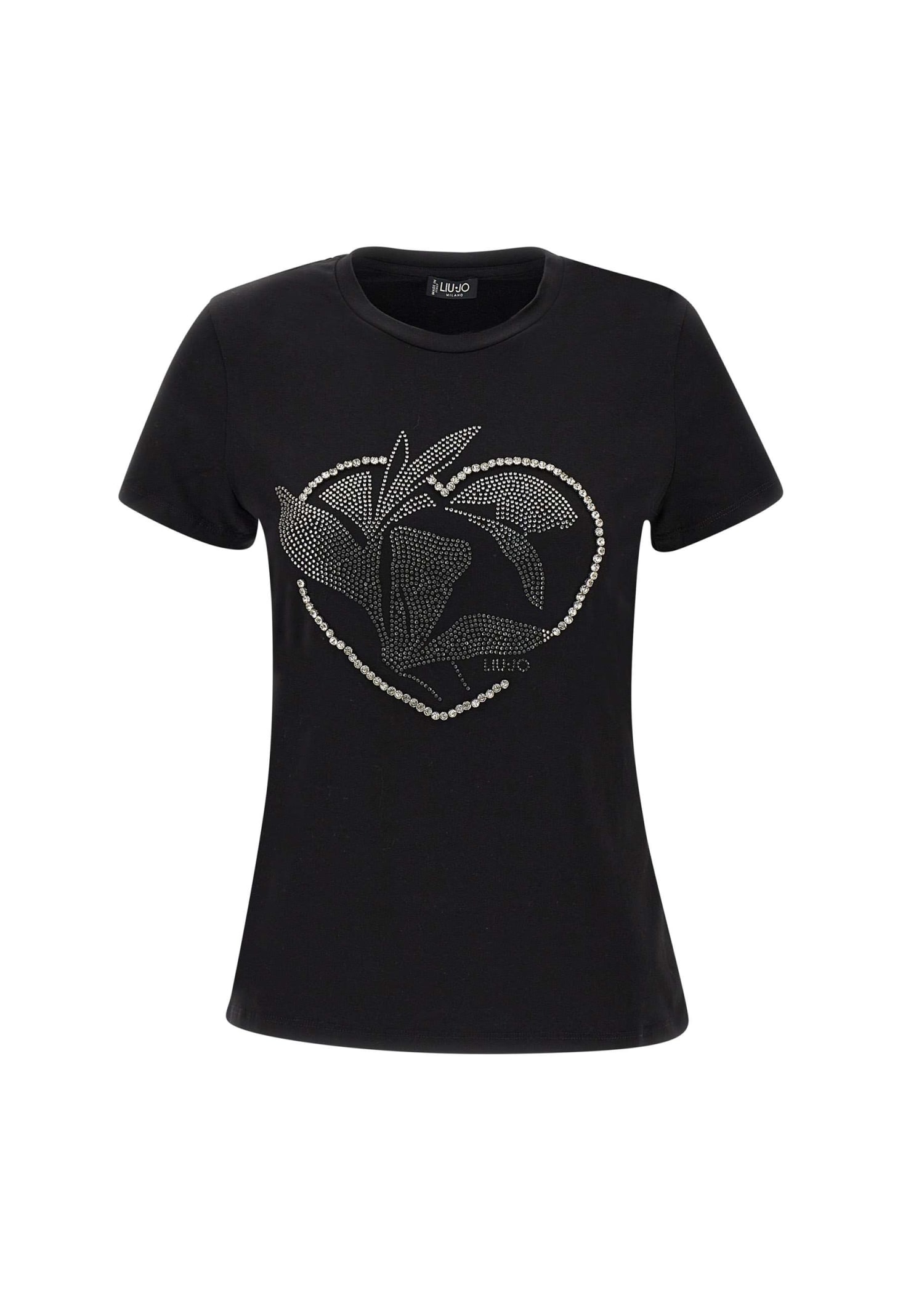 Shop Liu •jo Moda Cotton T-shirt In Black