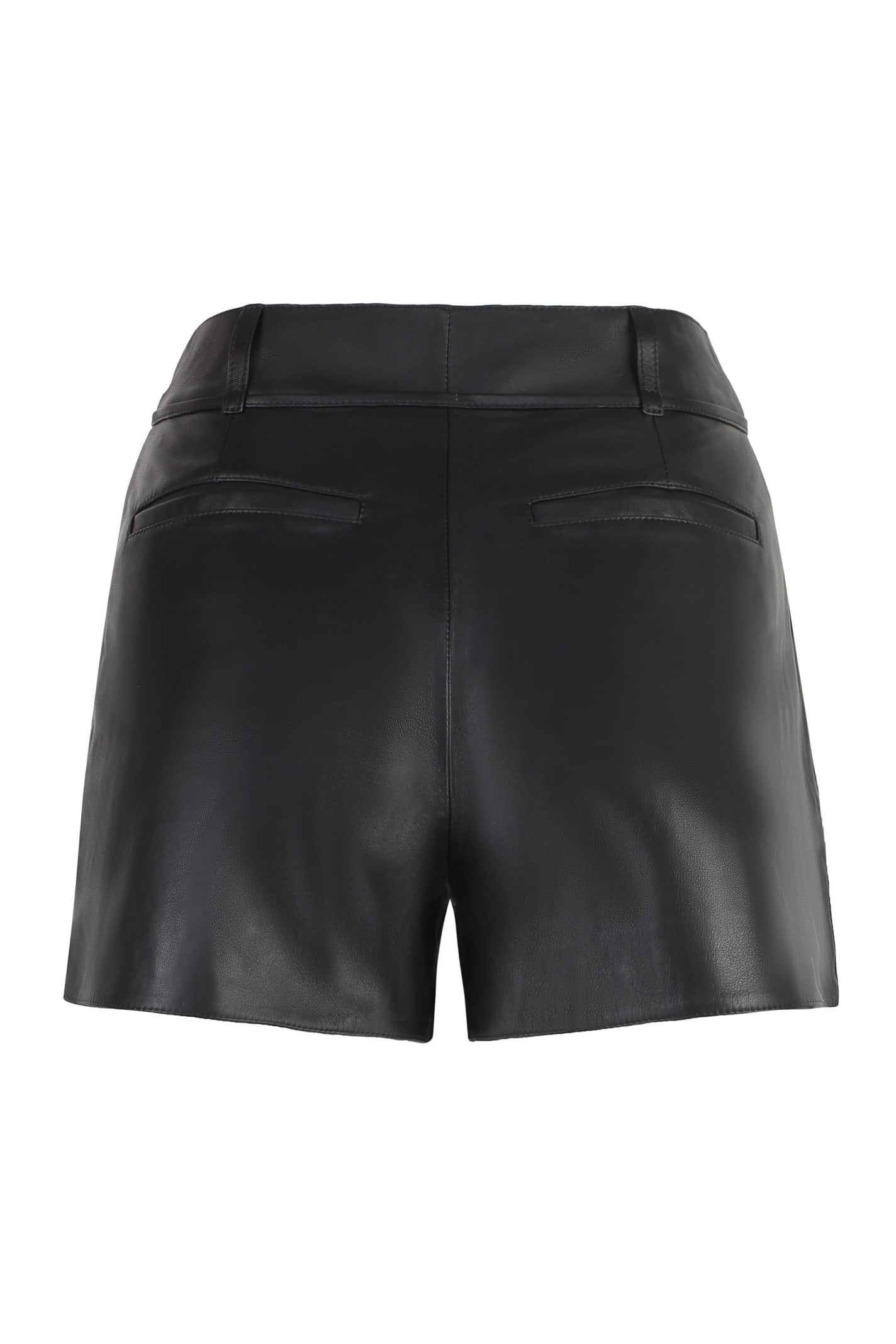 Shop Yves Salomon Leather Shorts In Black