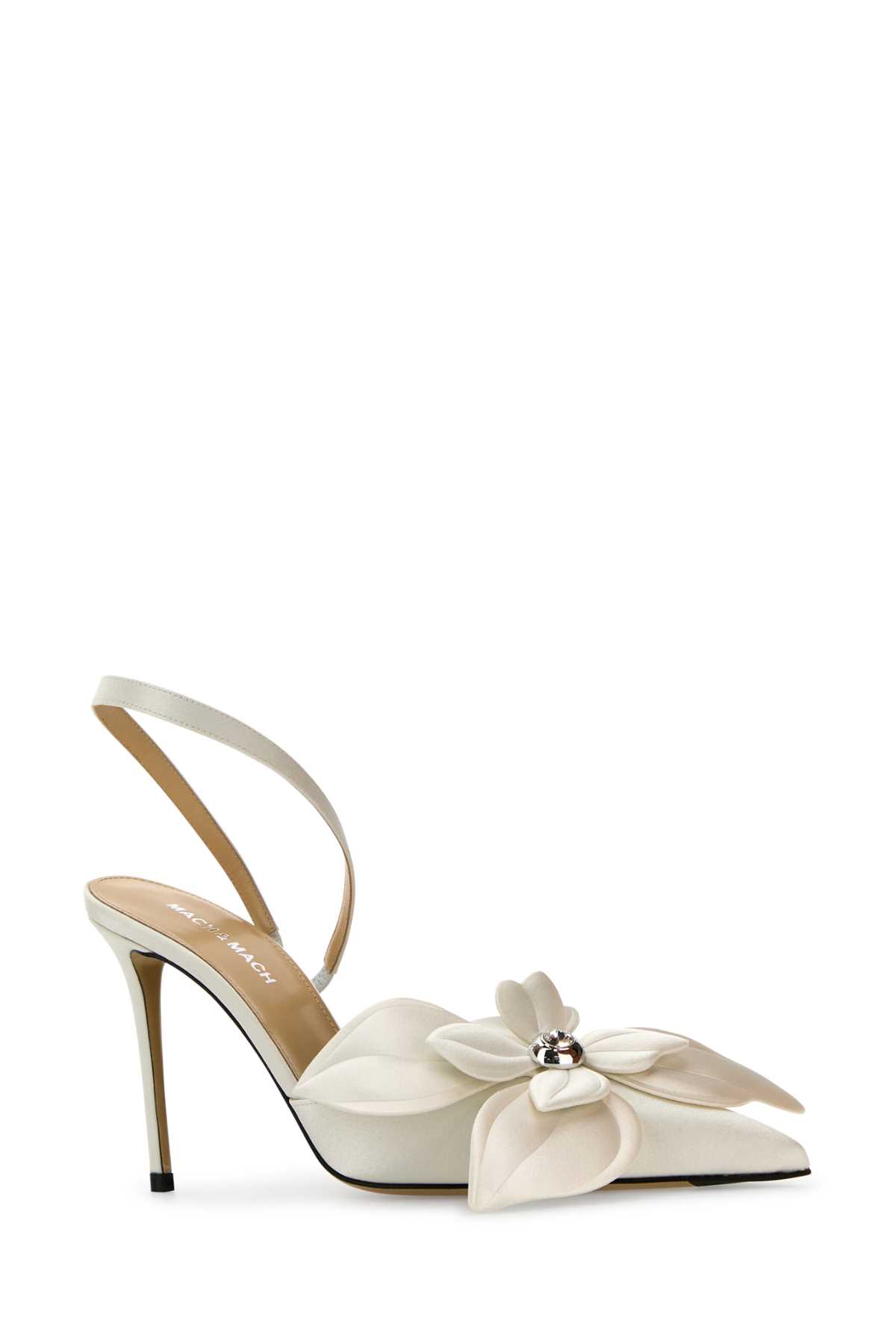 Mach & Mach White Satin Orchid Pumps In Gray