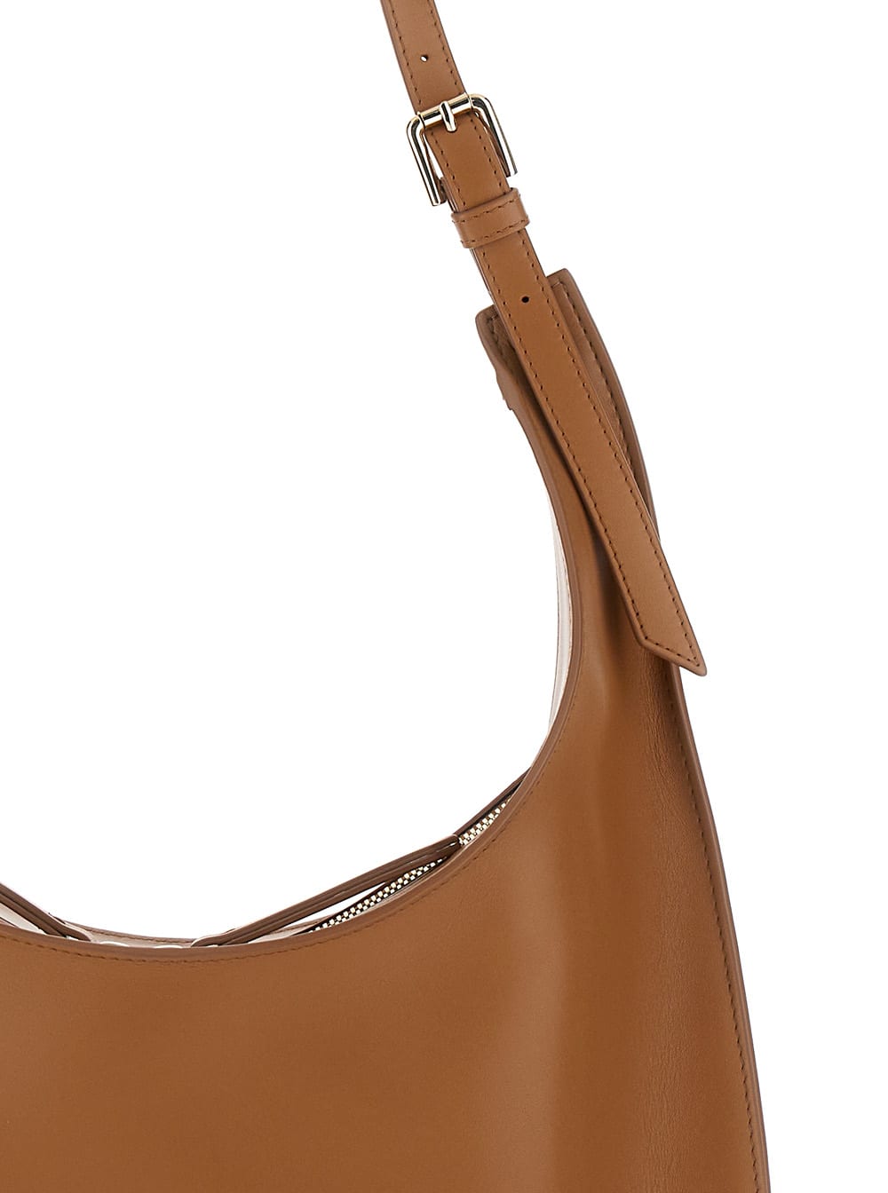 Shop Apc Iris Brown Shoulder Bag With Laminated Logo In Leather Woman In Caf Caramel