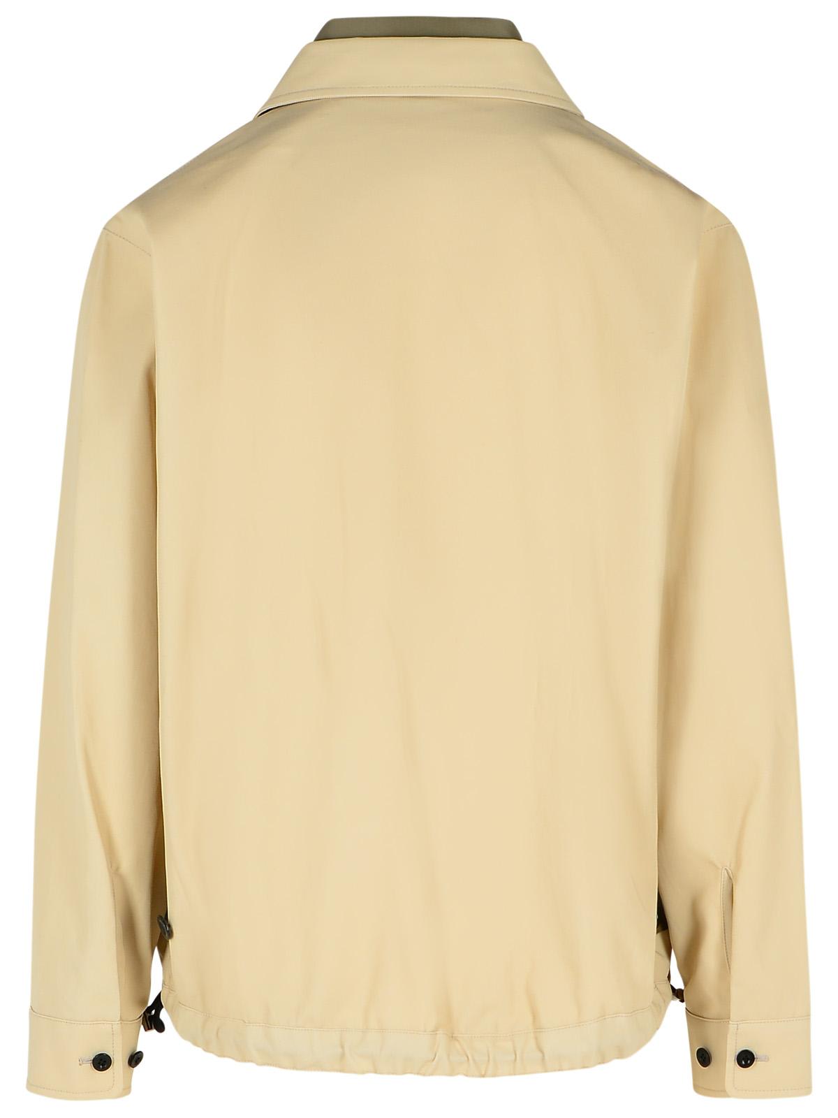 Sacai Cotton Jacket With Elasticated Hem And Collar In Beige
