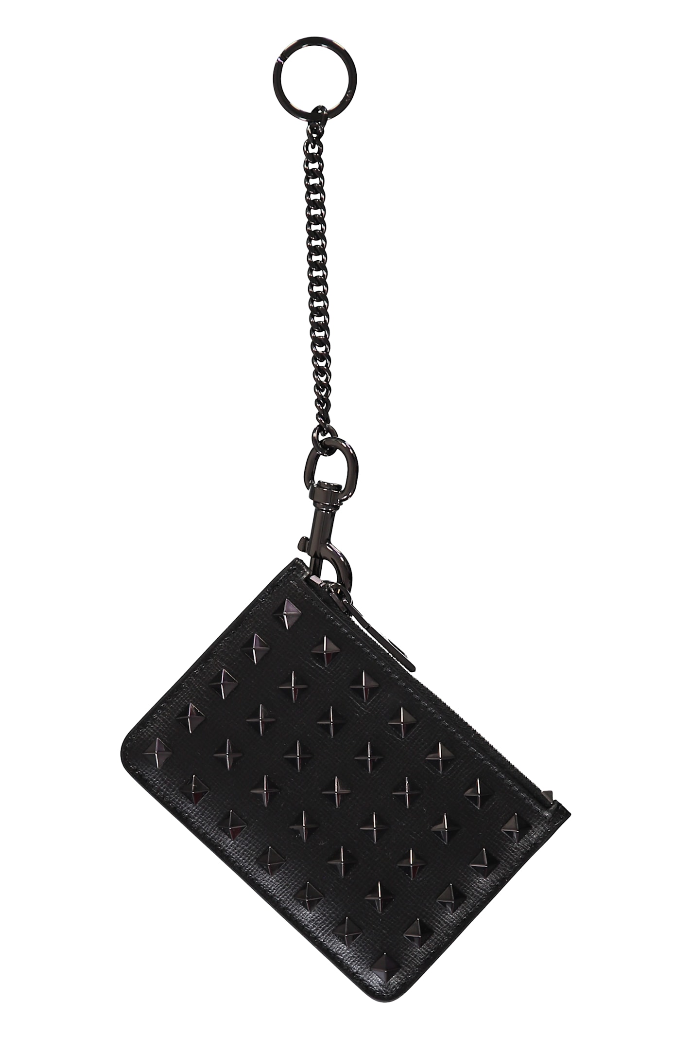 Valentino Leather Card Holder In Black