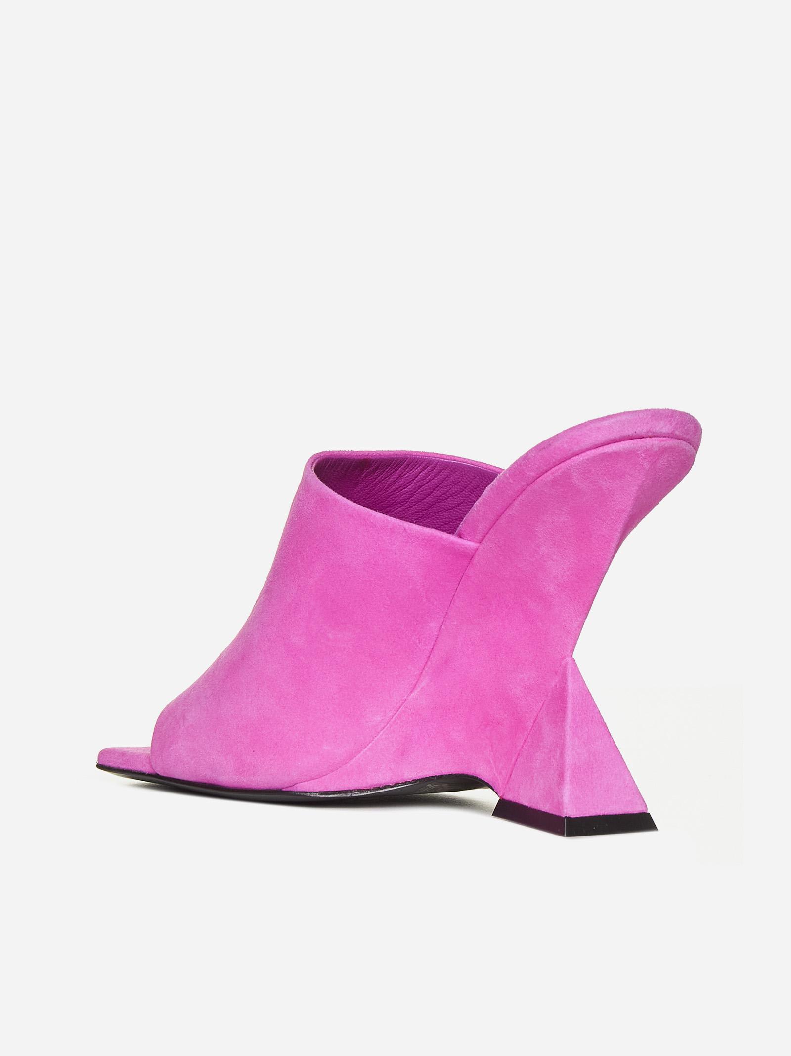 Attico Cheope Suede Mules In Fluo Pink