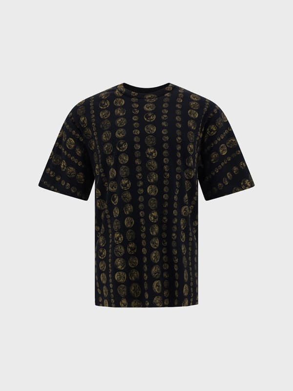 Dolce & Gabbana Cotton T-shirt With Coin Print In Monete F.do Nero