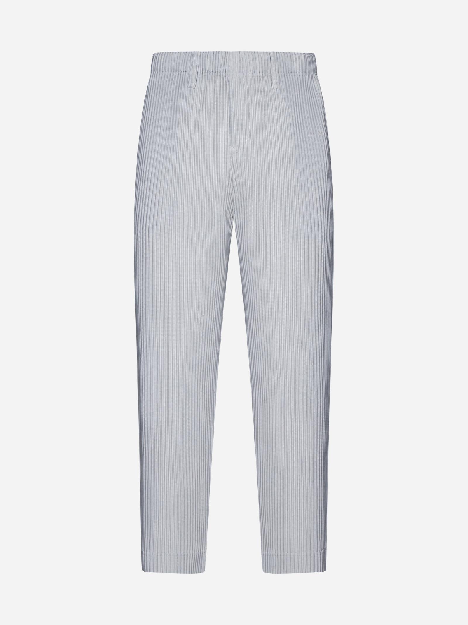 Shop Issey Miyake Pleated Fabric Trousers In Light Grey