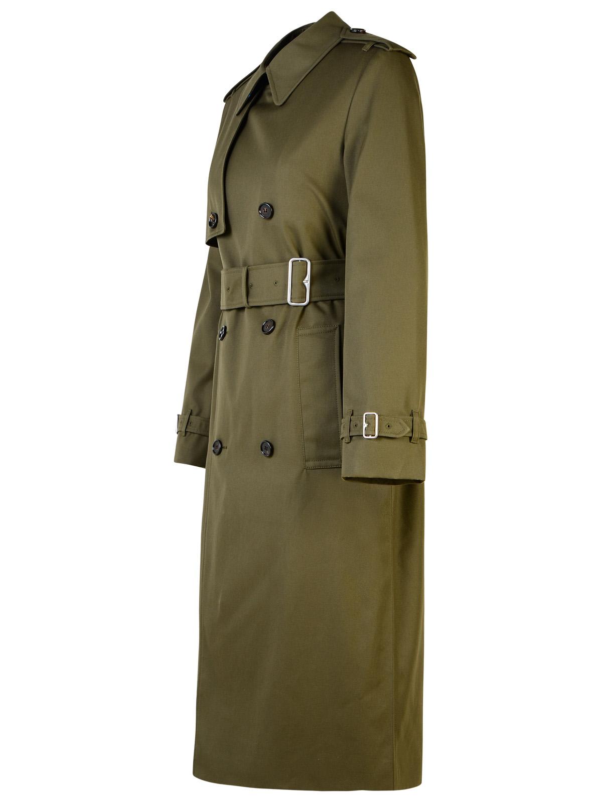 Shop Burberry Green Cotton Blend Trench Coat In Loch