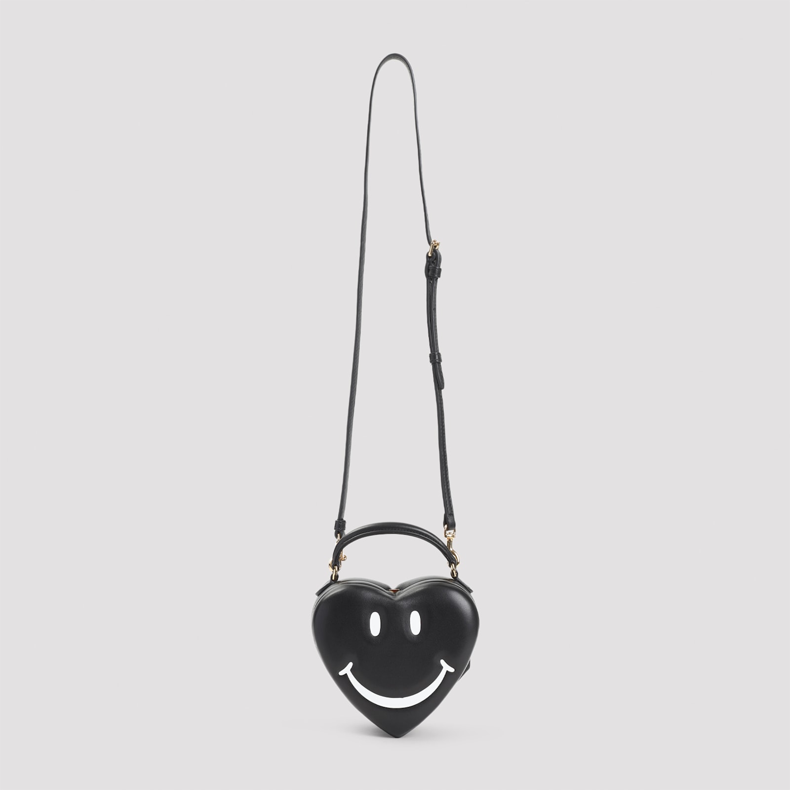 Moschino Heart-shaped Shoulder Bag With Adjustable Strap And Gold-tone Details In Black
