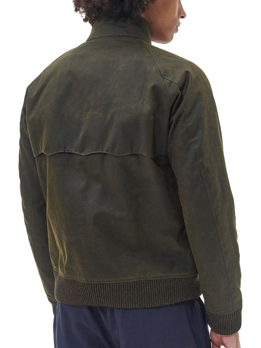 Baracuta Unisex Waxed Jacket With High Collar And Pockets In Green