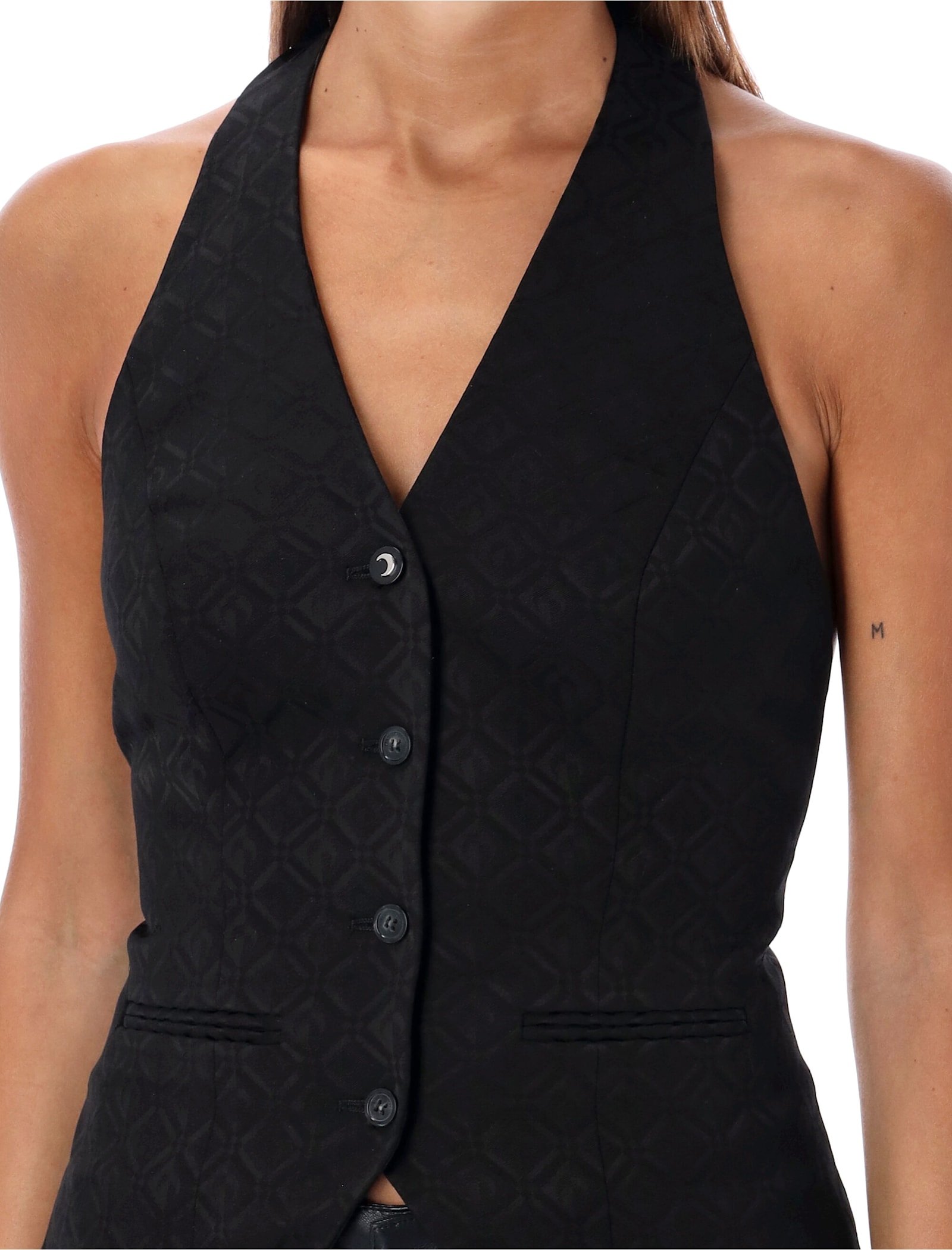 Shop Marine Serre Moon Diamond Jacquard Top In Black