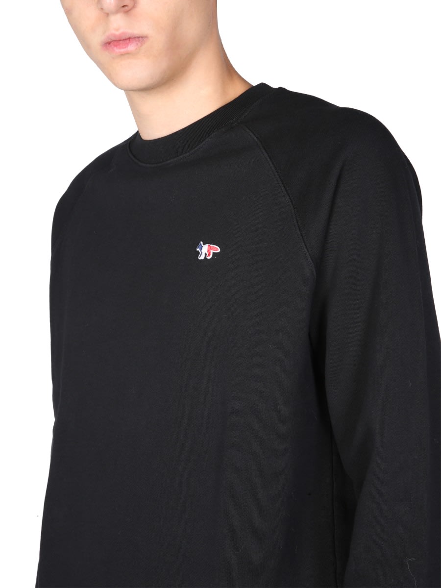Shop Maison Kitsuné Fox Tricolor Patch Sweatshirt In Black