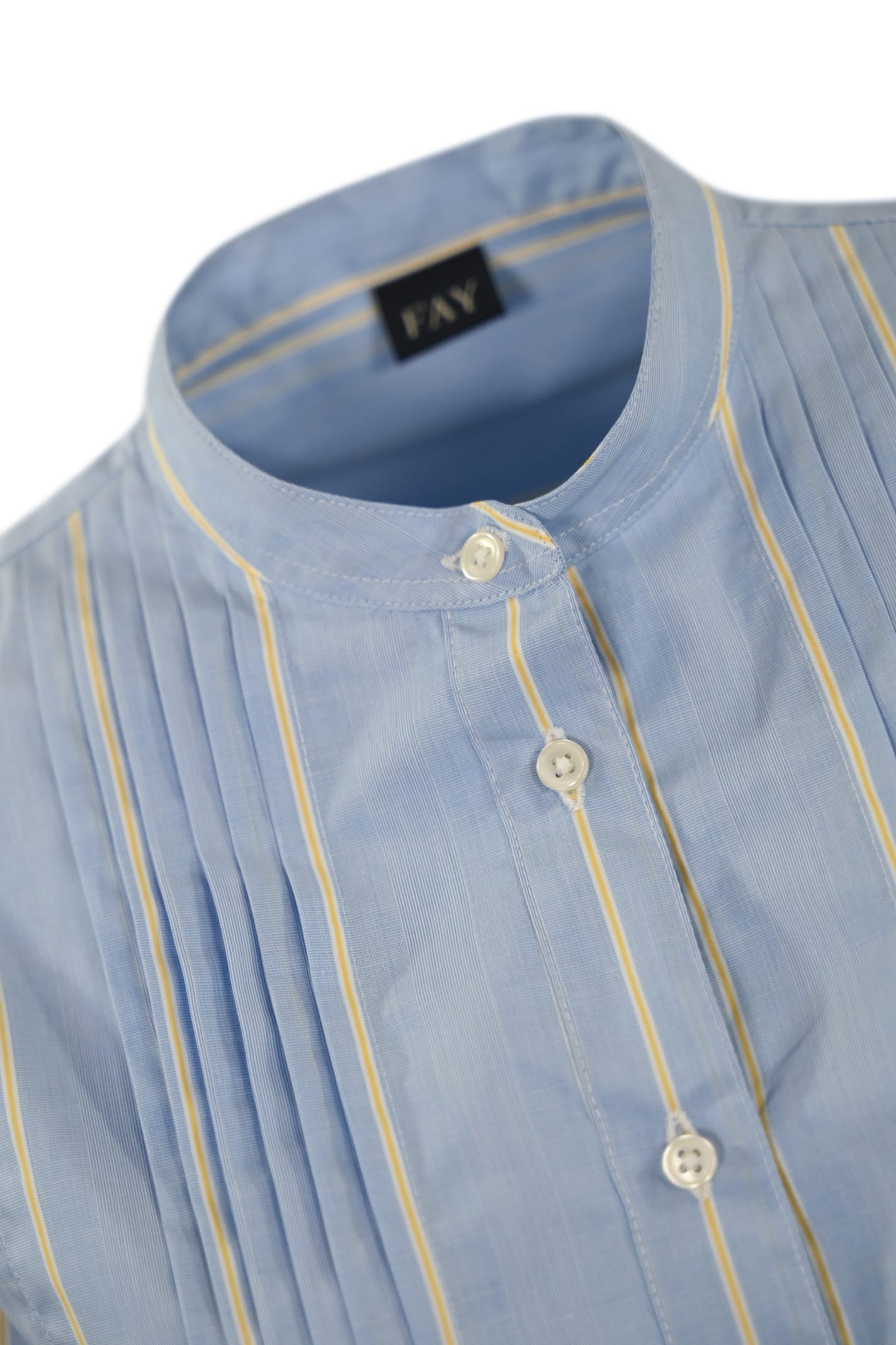 Shop Fay Poepelin Shirt With Mandarin Collar In Azzurro