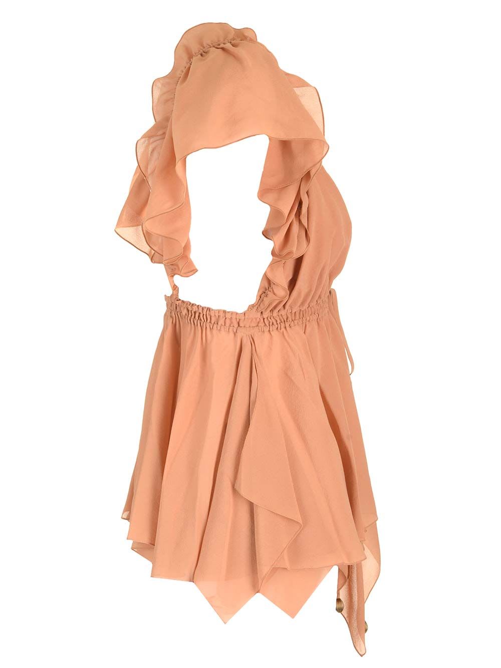 Shop Chloé Silk Georgette Ruffled Top In Brown