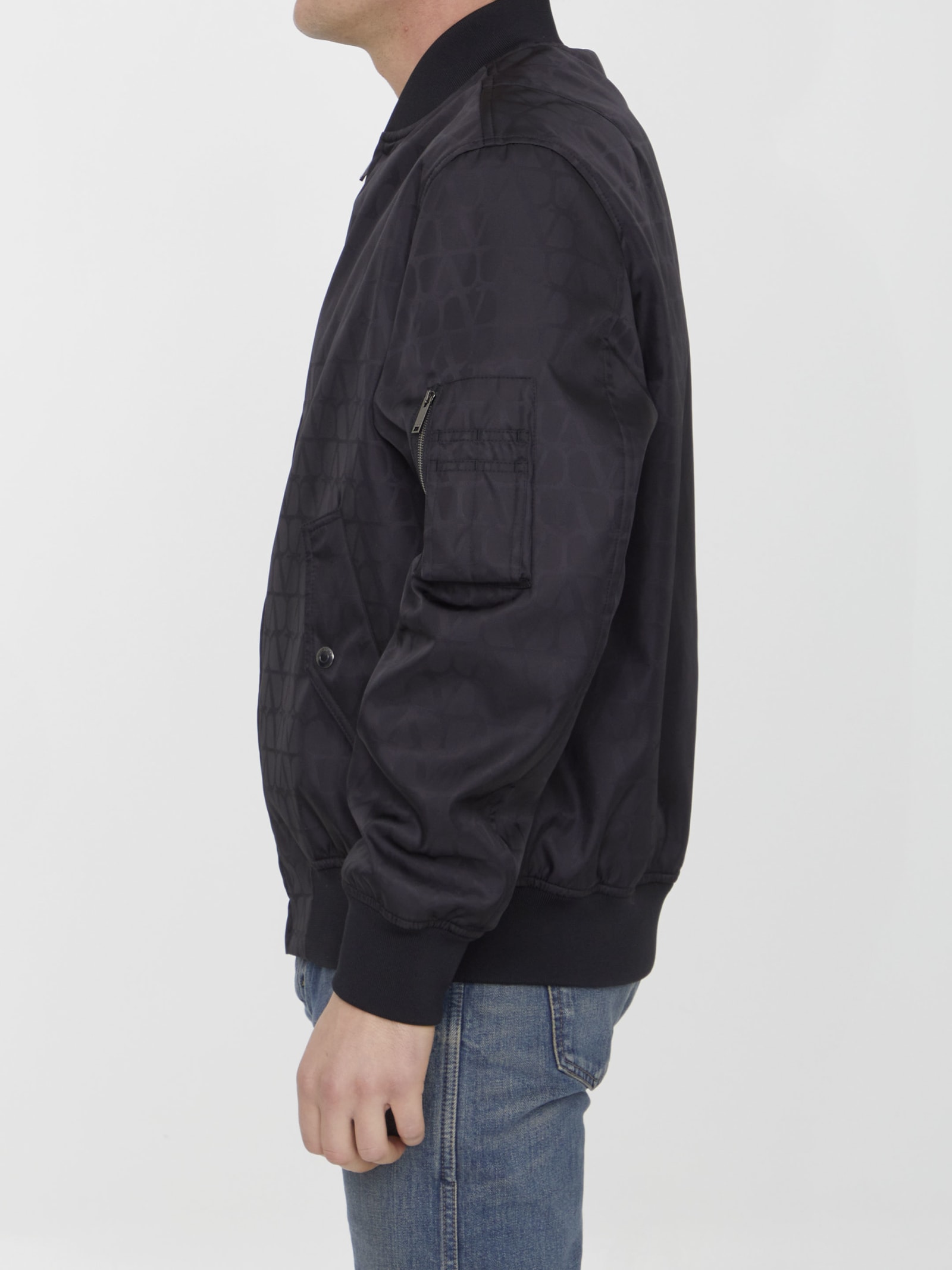 Valentino Nylon Jacket With Toile Iconographe Print In Black