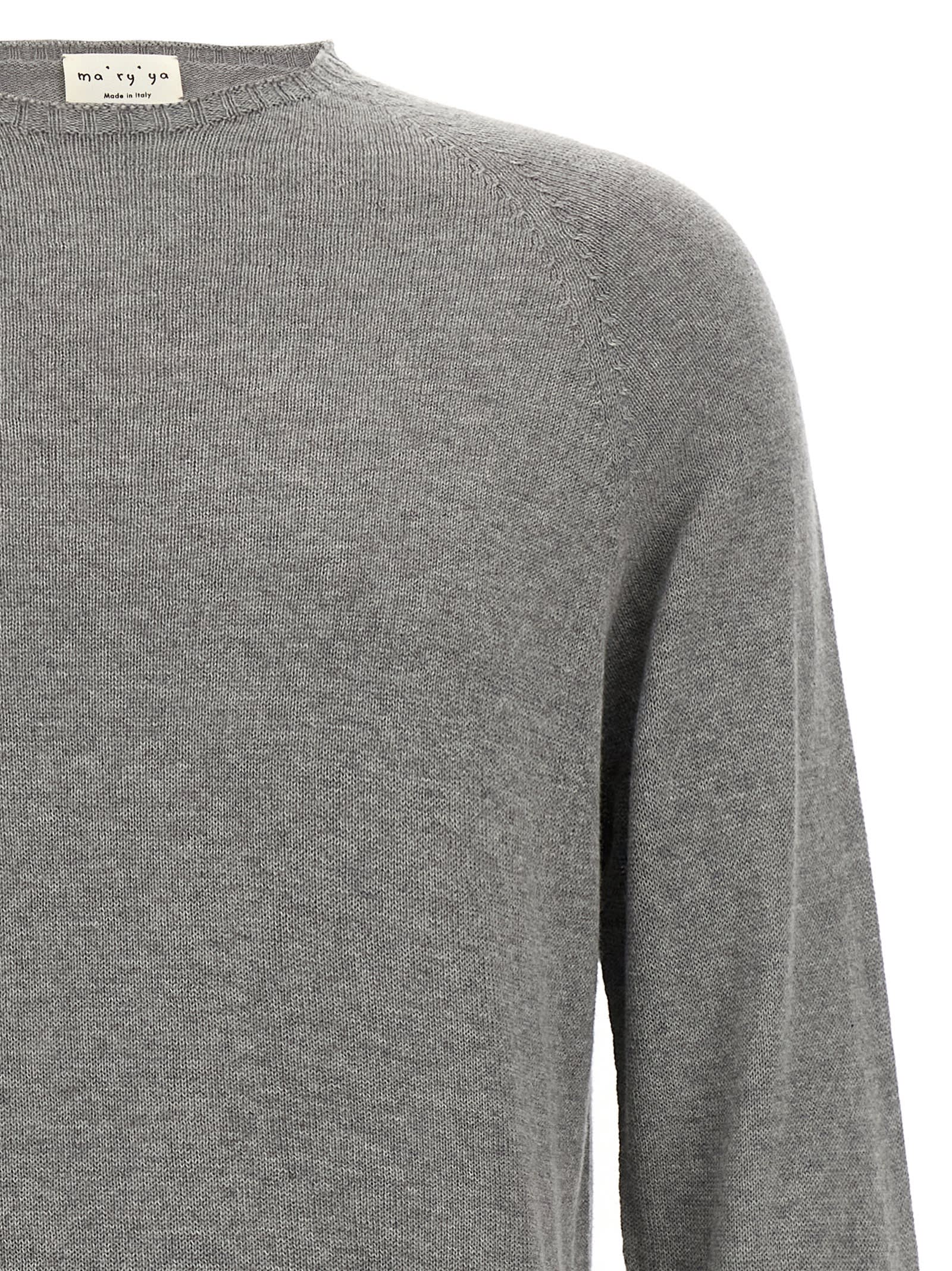 Ma'ry'ya Cashmere Blend Wool Sweater With Ribbed Details In Gray