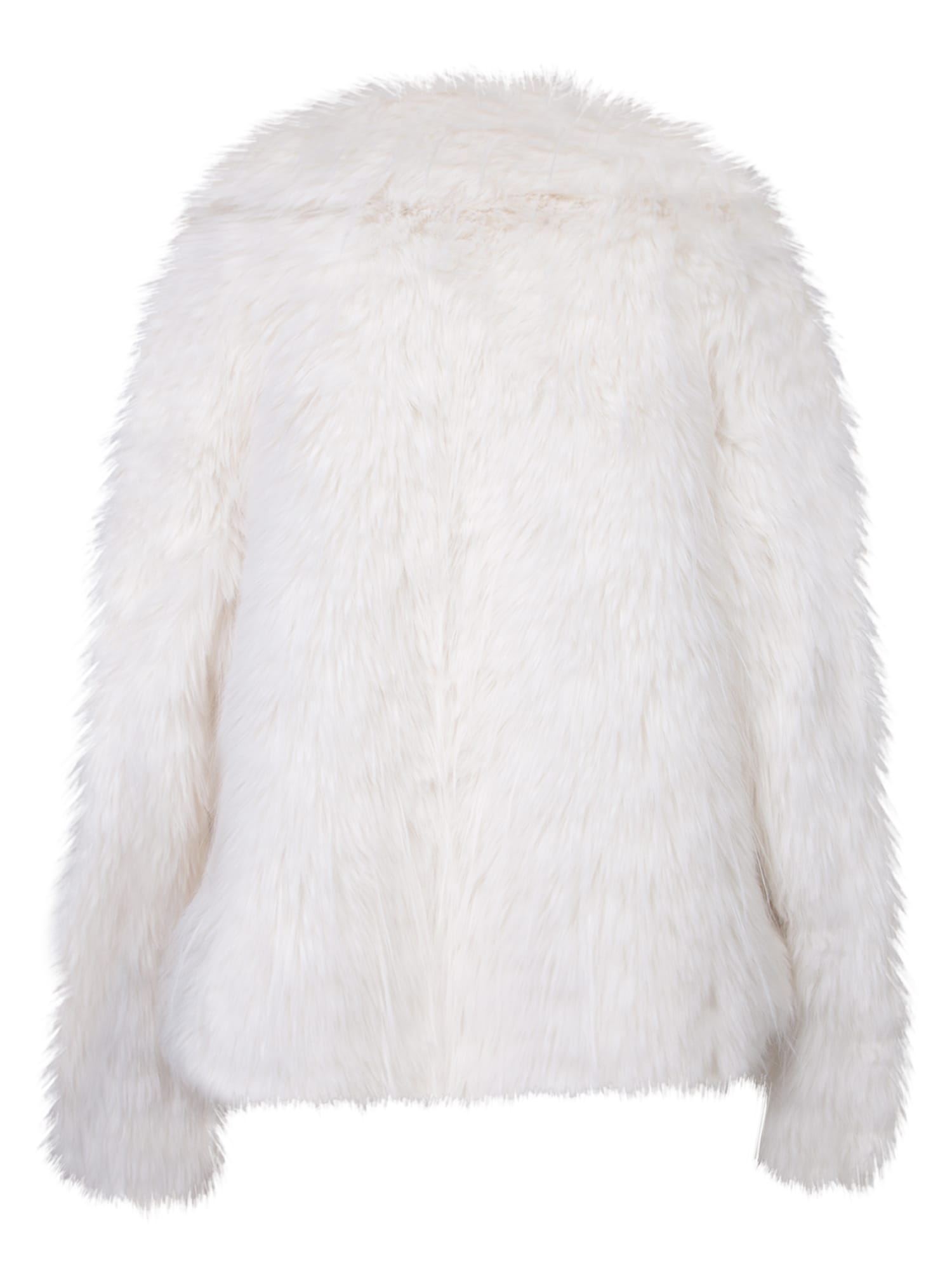 Shop Pinko White Faux Fur Jacket