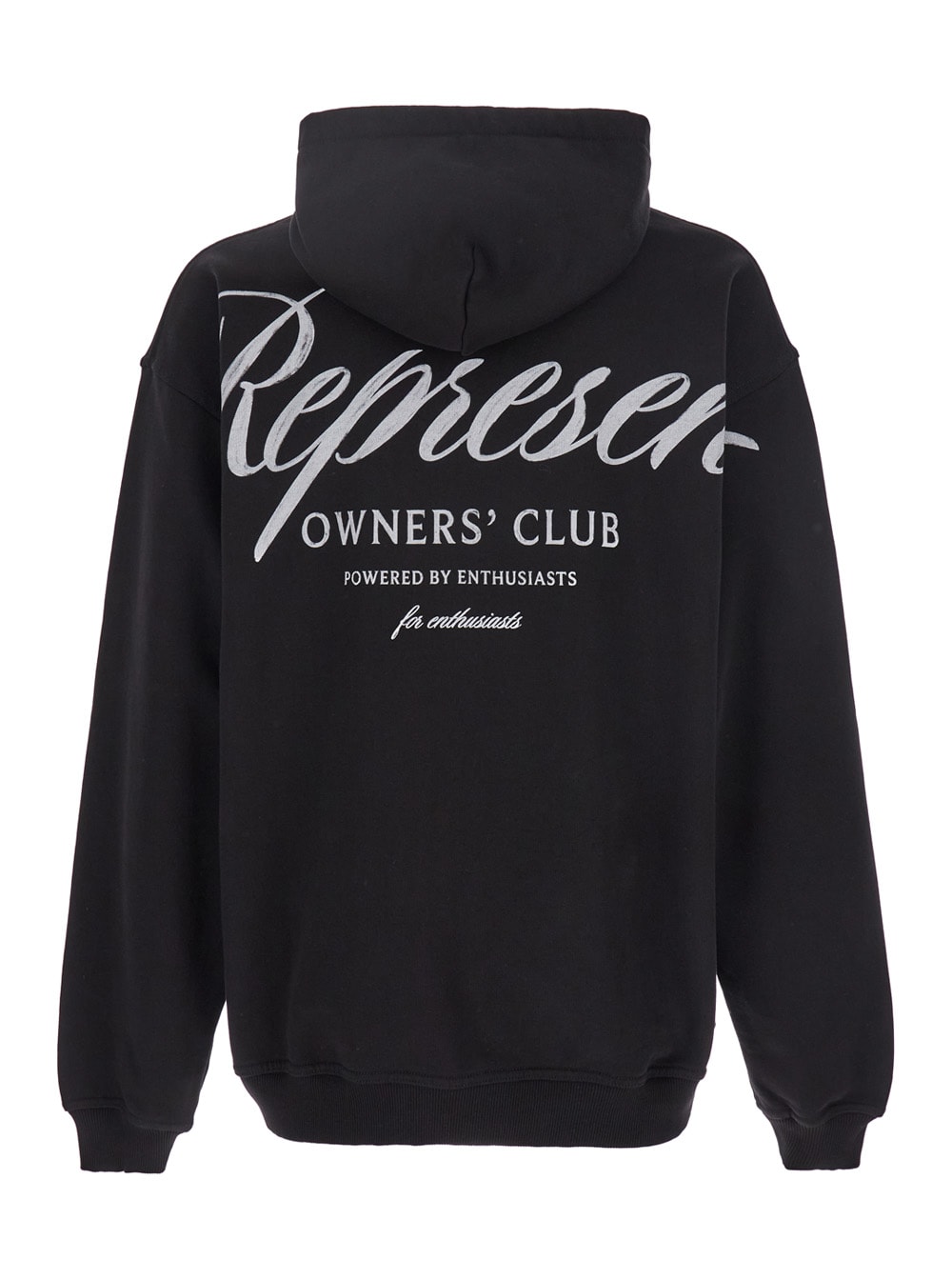 Represent Black Hoodie With Logo Lettering Detail On The Front And Maxi Logo Print On The Rear In Cotton Man In Black